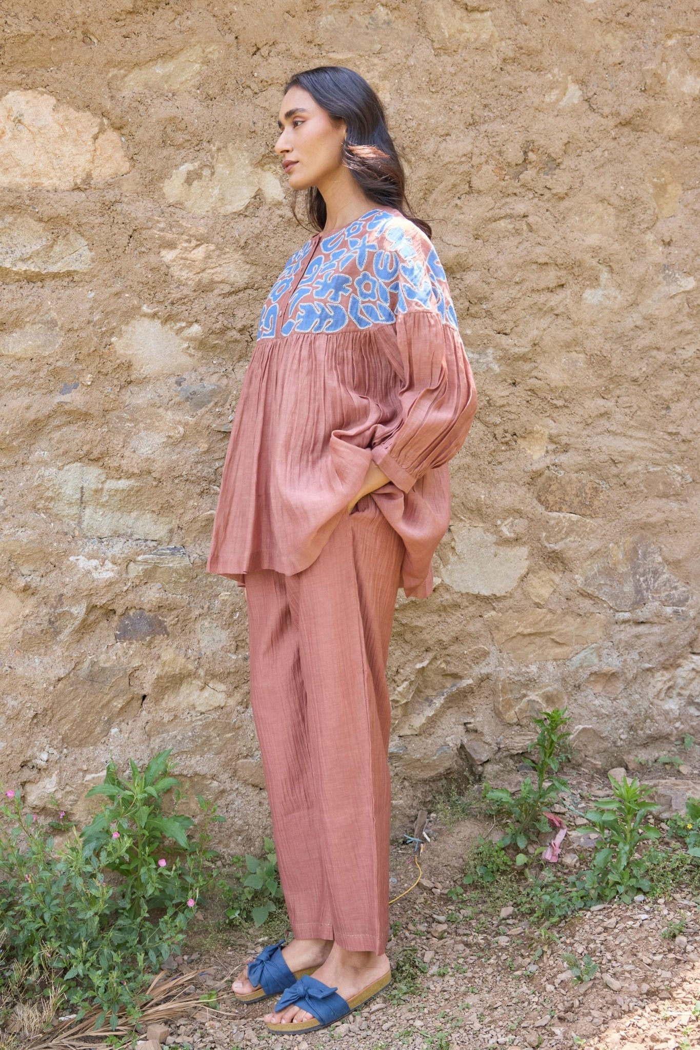 Brown Solid Trousers - Ayaka - Elahe