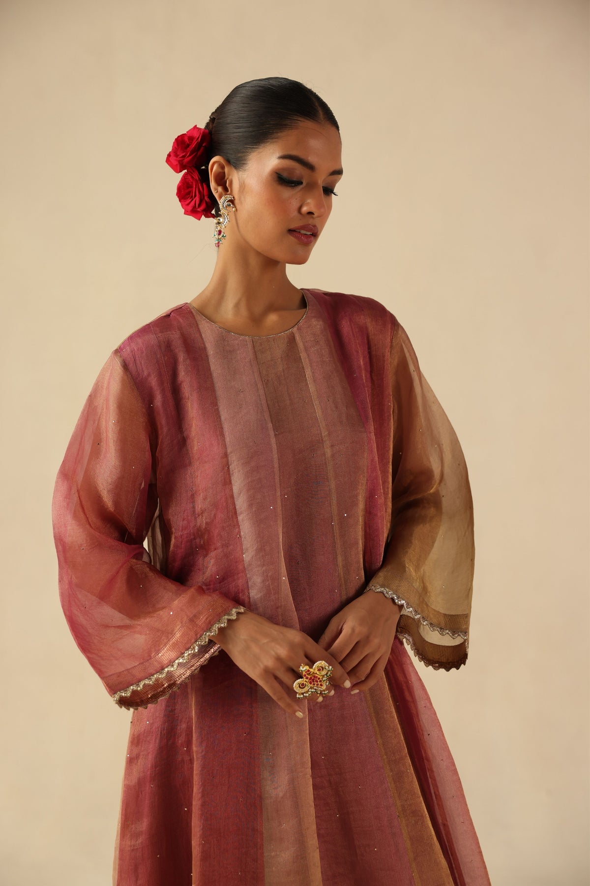 Peach Rimjhim Kurta Set