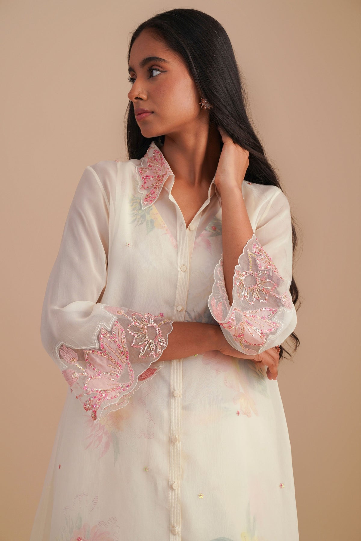Ecru Organza Co-ord Set
