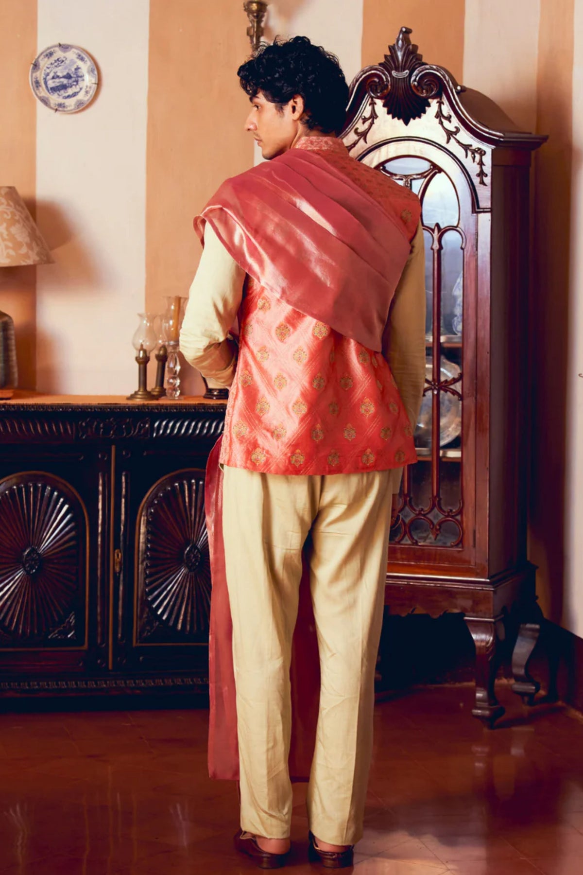 Coral Nehru Jacket Set