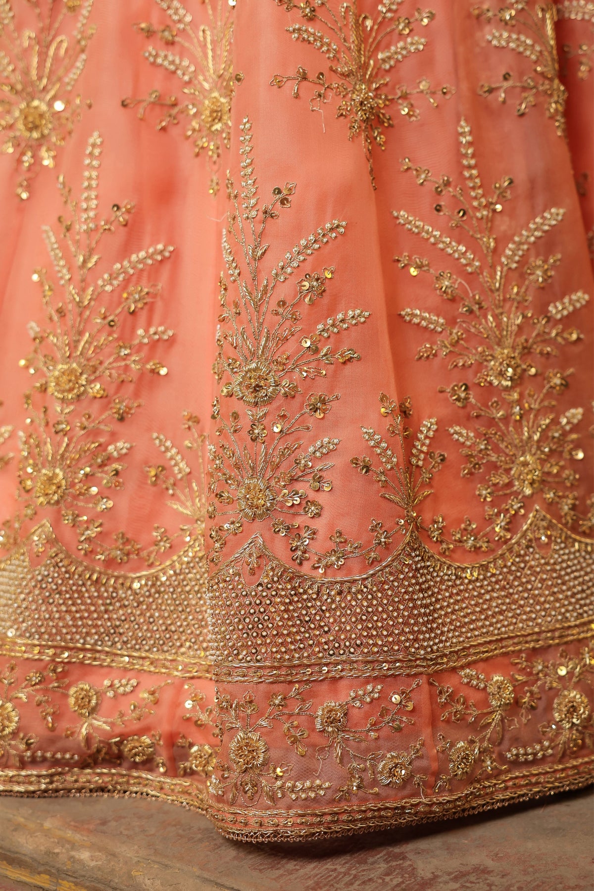 Ahista Peach Lehenga Set