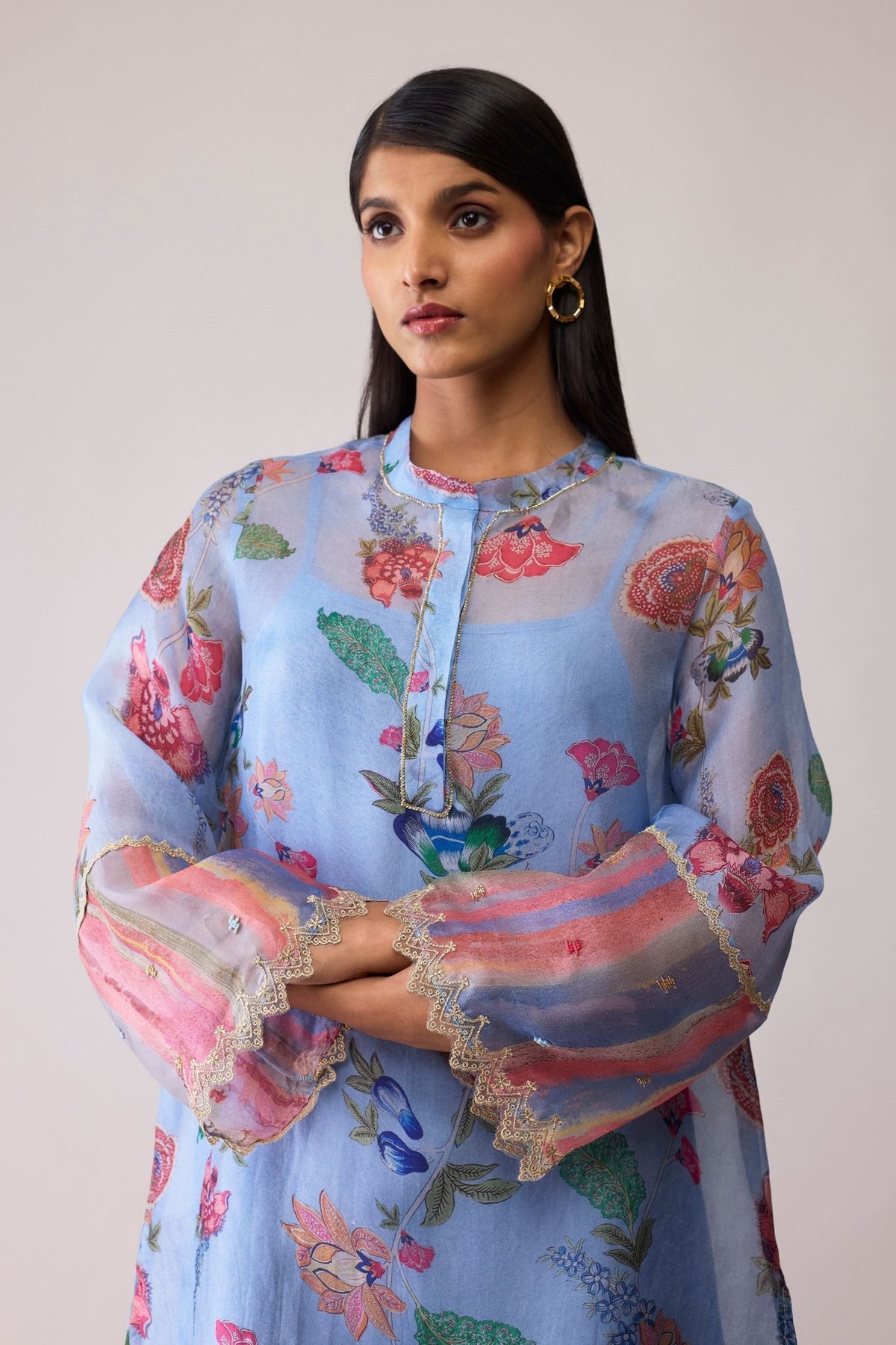 Tara Blue Print Kurta Set - Bunka - Elahe