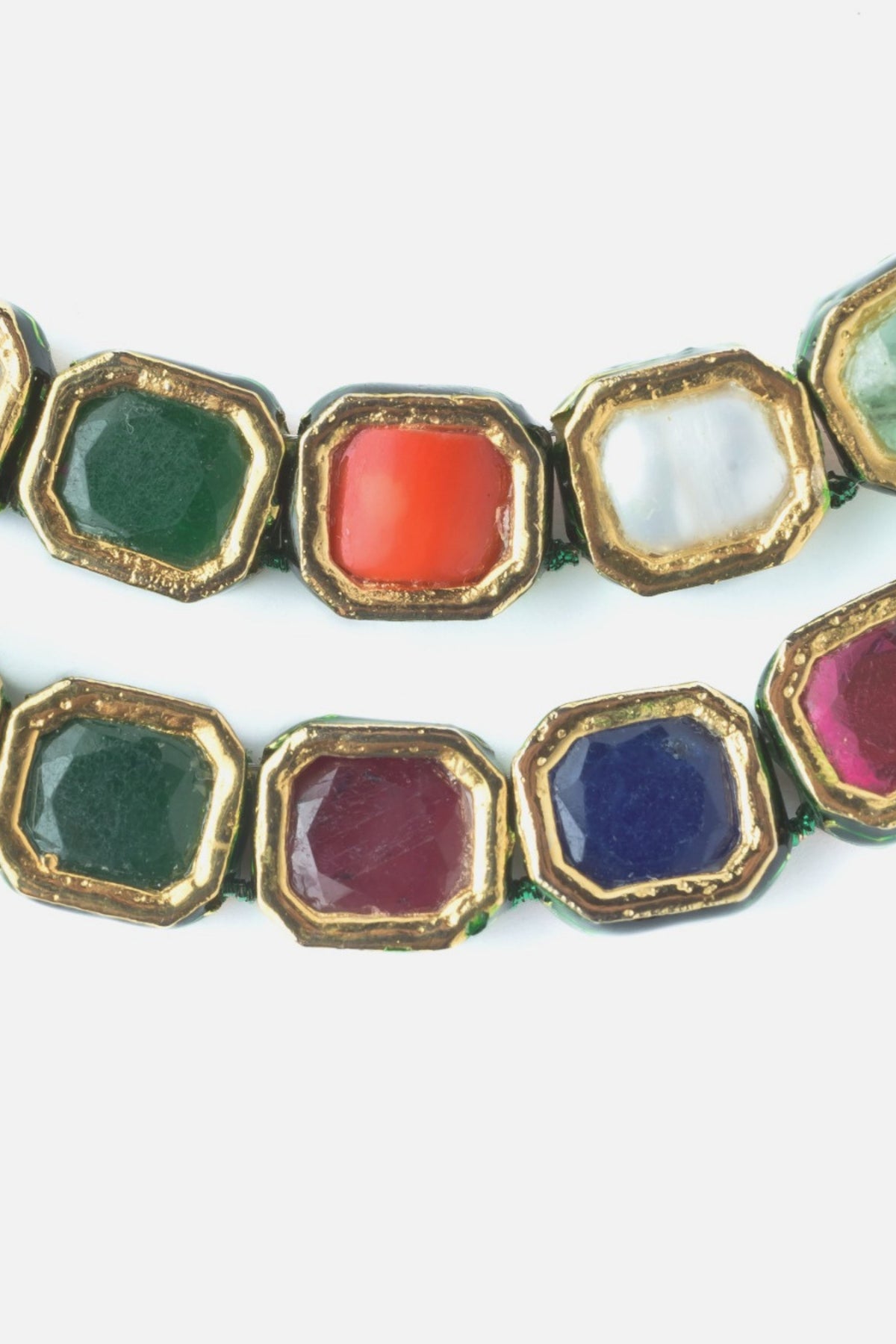 Gold Plated Multicolored Stones Short Necklace Set