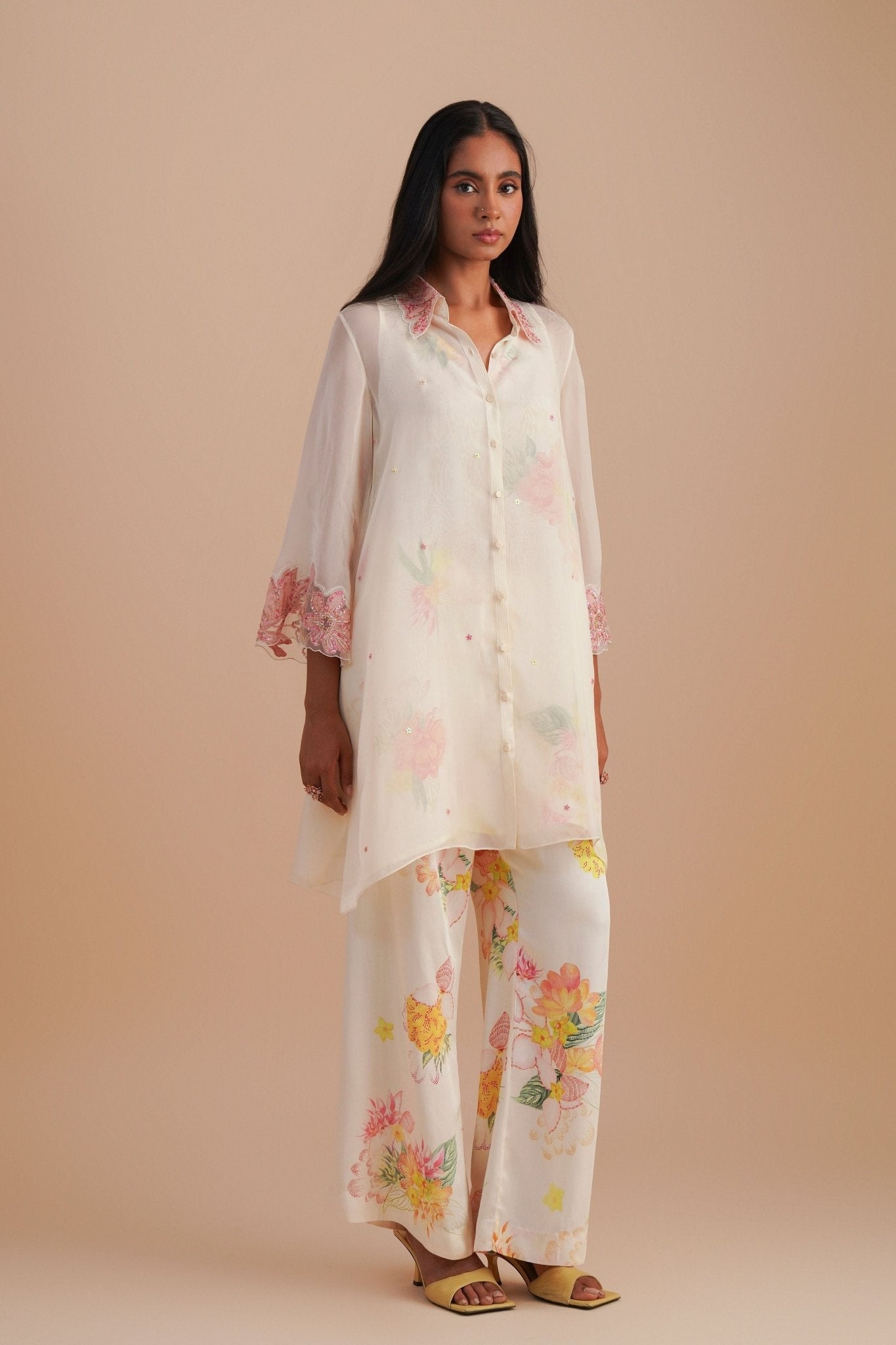 Ecru Organza Co - ord Set - One Not Two - Elahe