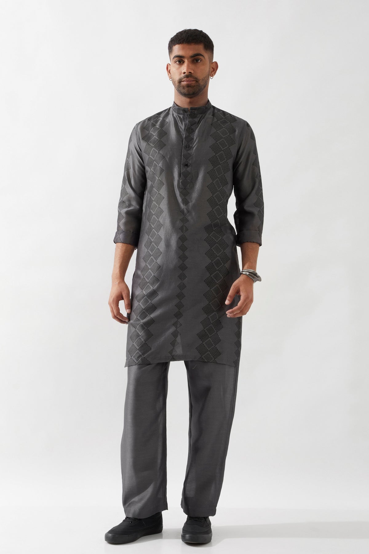 Zed Barbed Grey Kurta Set