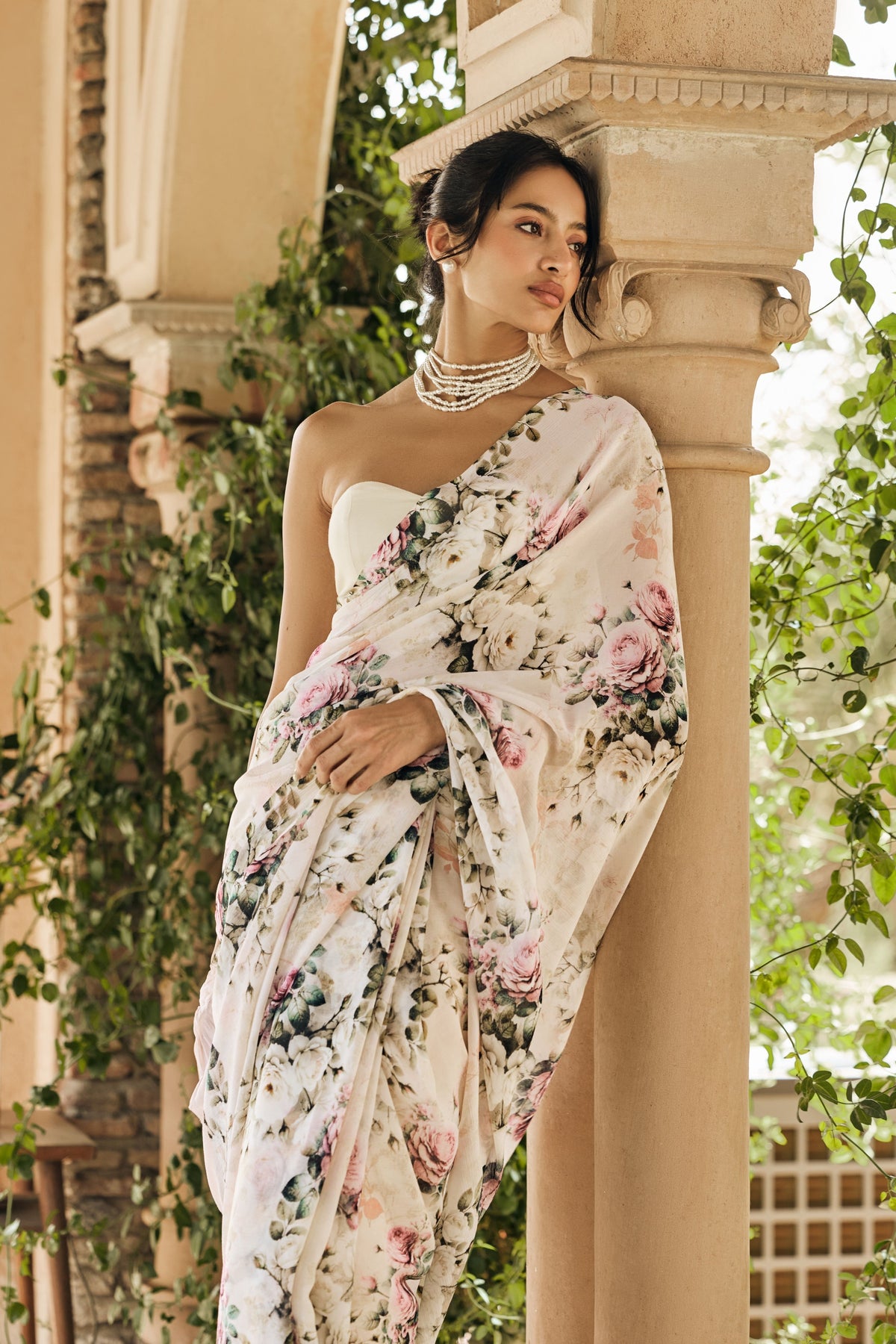 Layla White Chiffon Saree