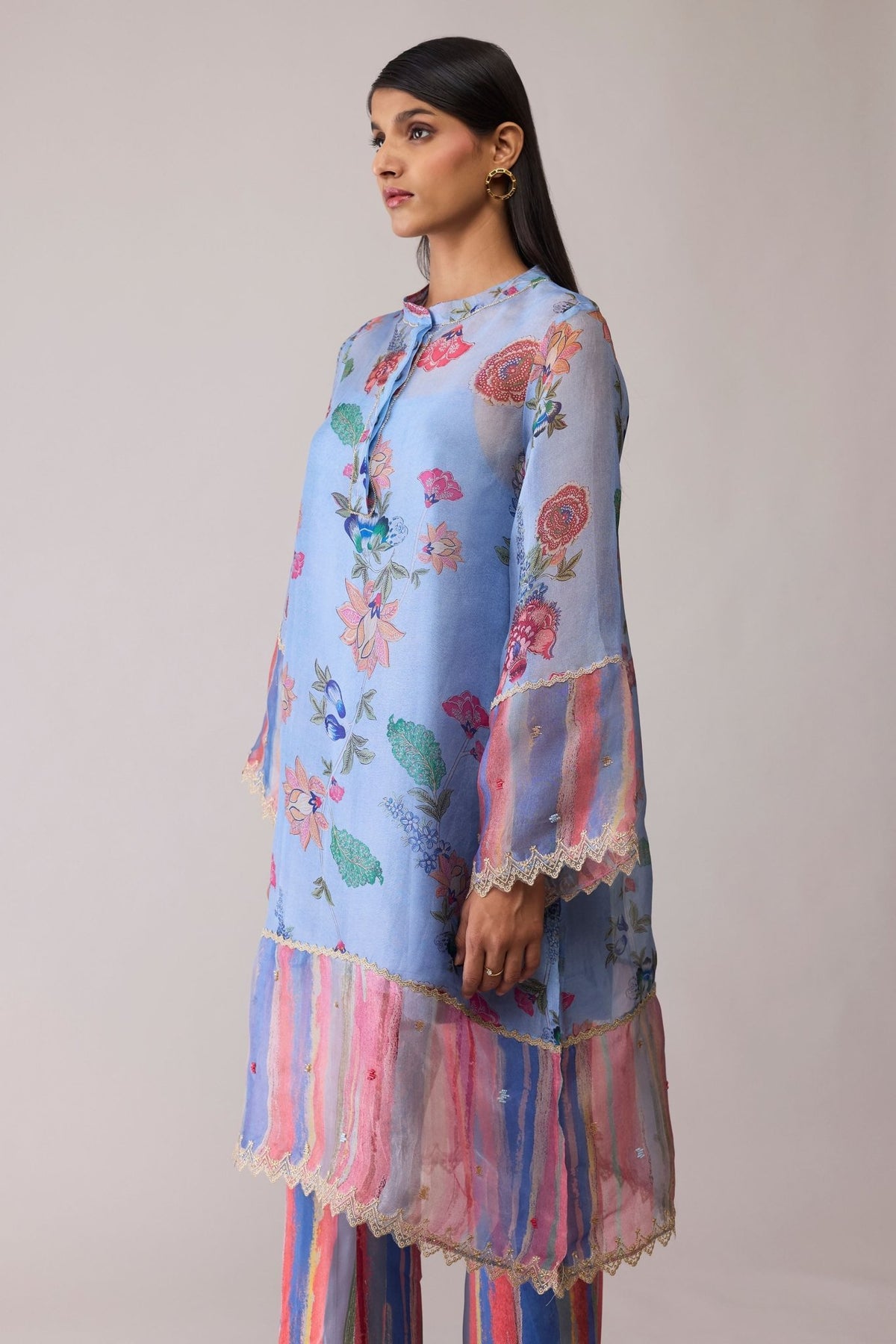Tara Blue Print Kurta Set - Bunka - Elahe