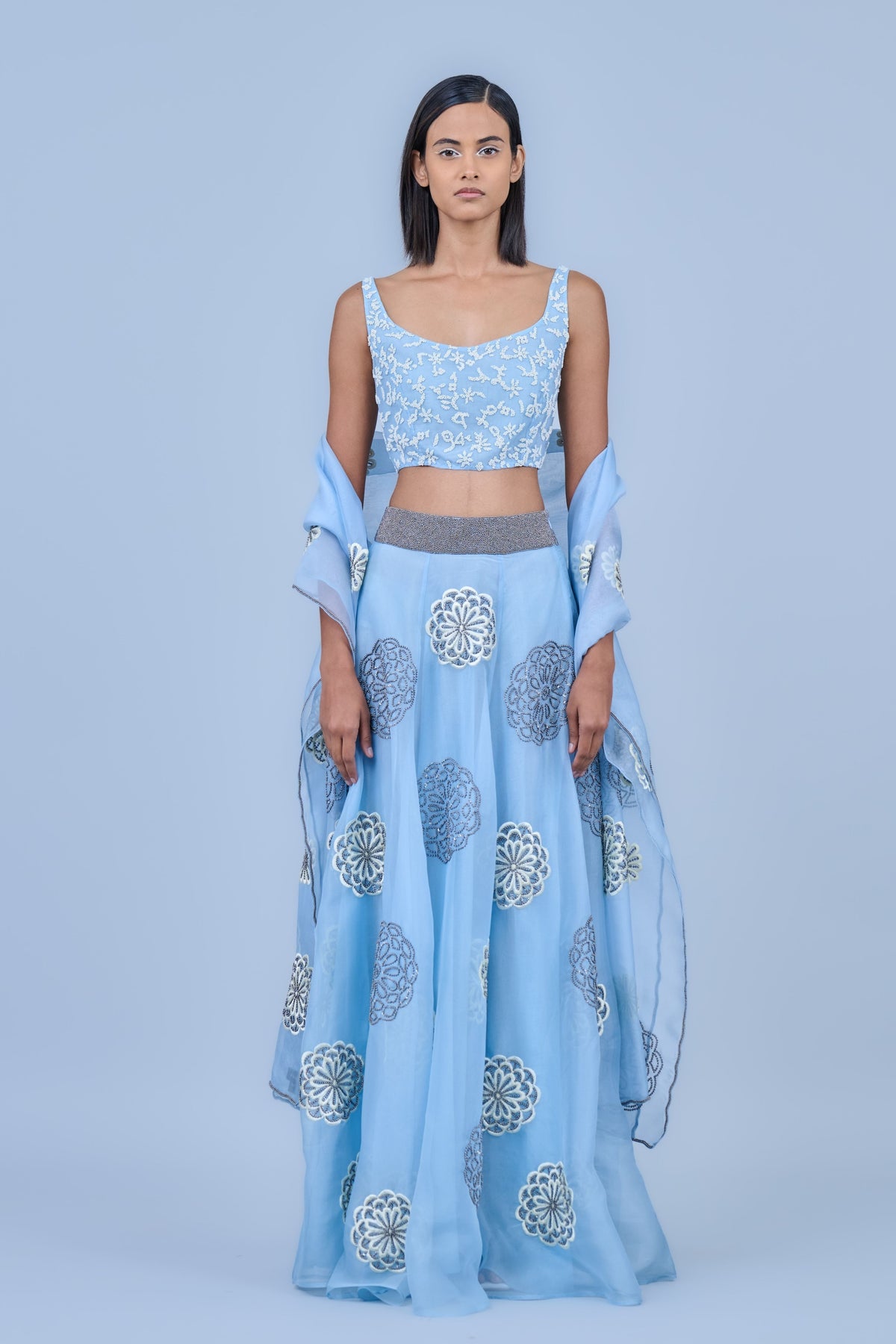 Ice Blue Beadwork Skirt