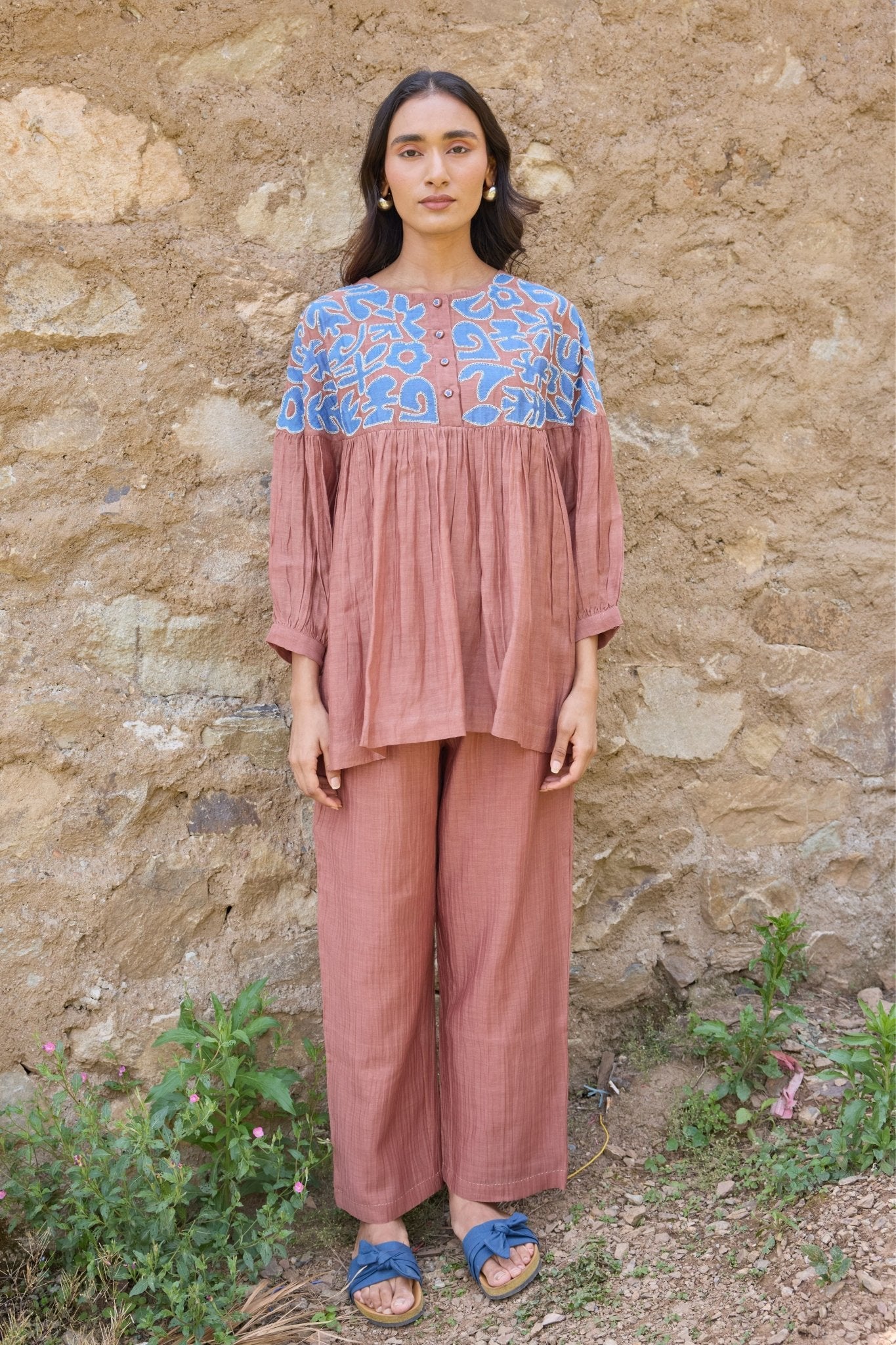 Brown Solid Trousers - Ayaka - Elahe