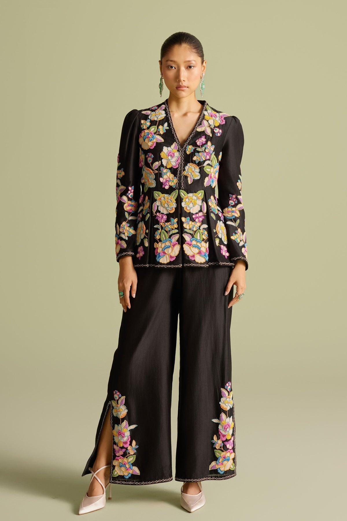 Cordwork Pleated Peplum Jacket