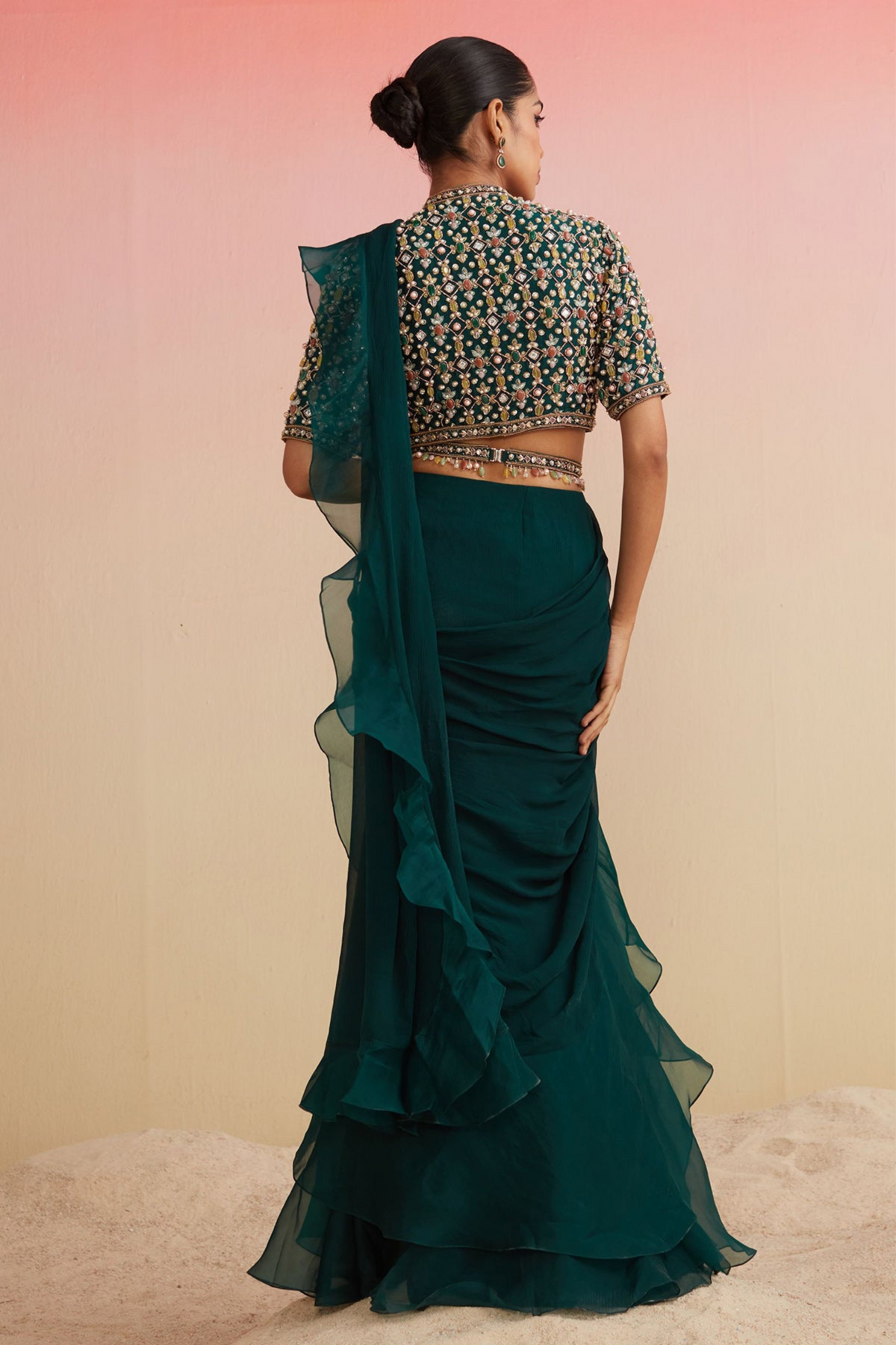 Afra Draped Ruffle Saree