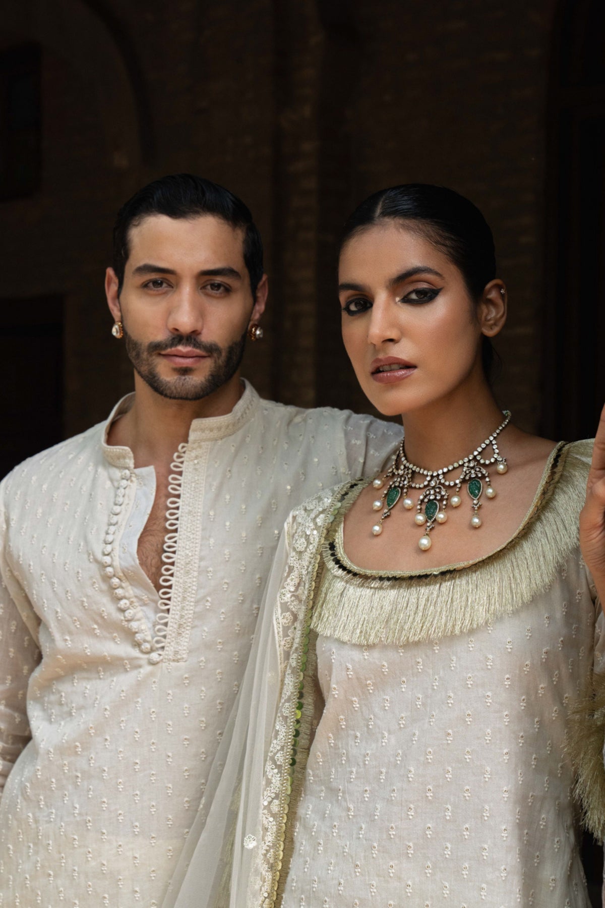 Off White Fringe Sharara Set