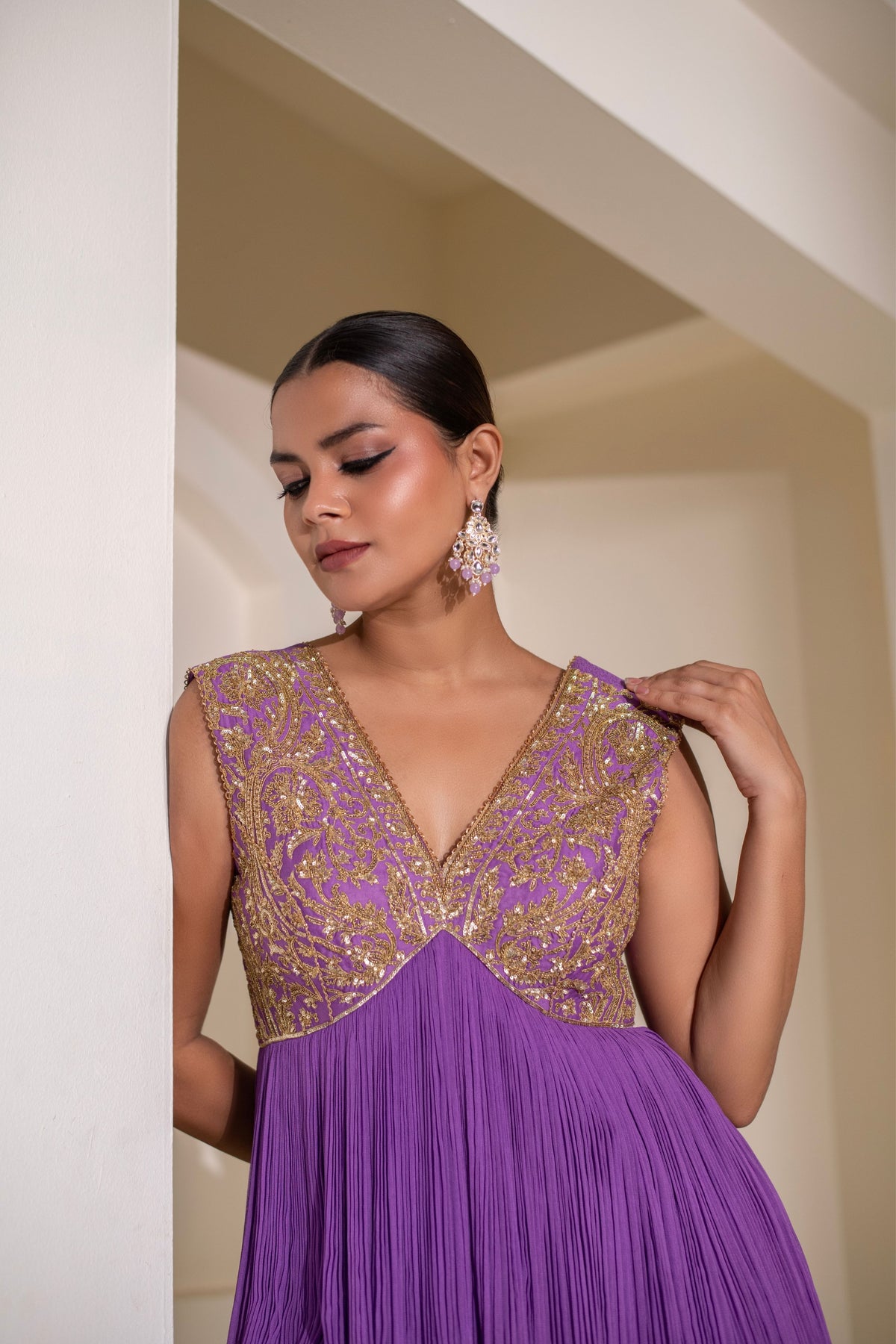 Purple  Embellished Sharara Set