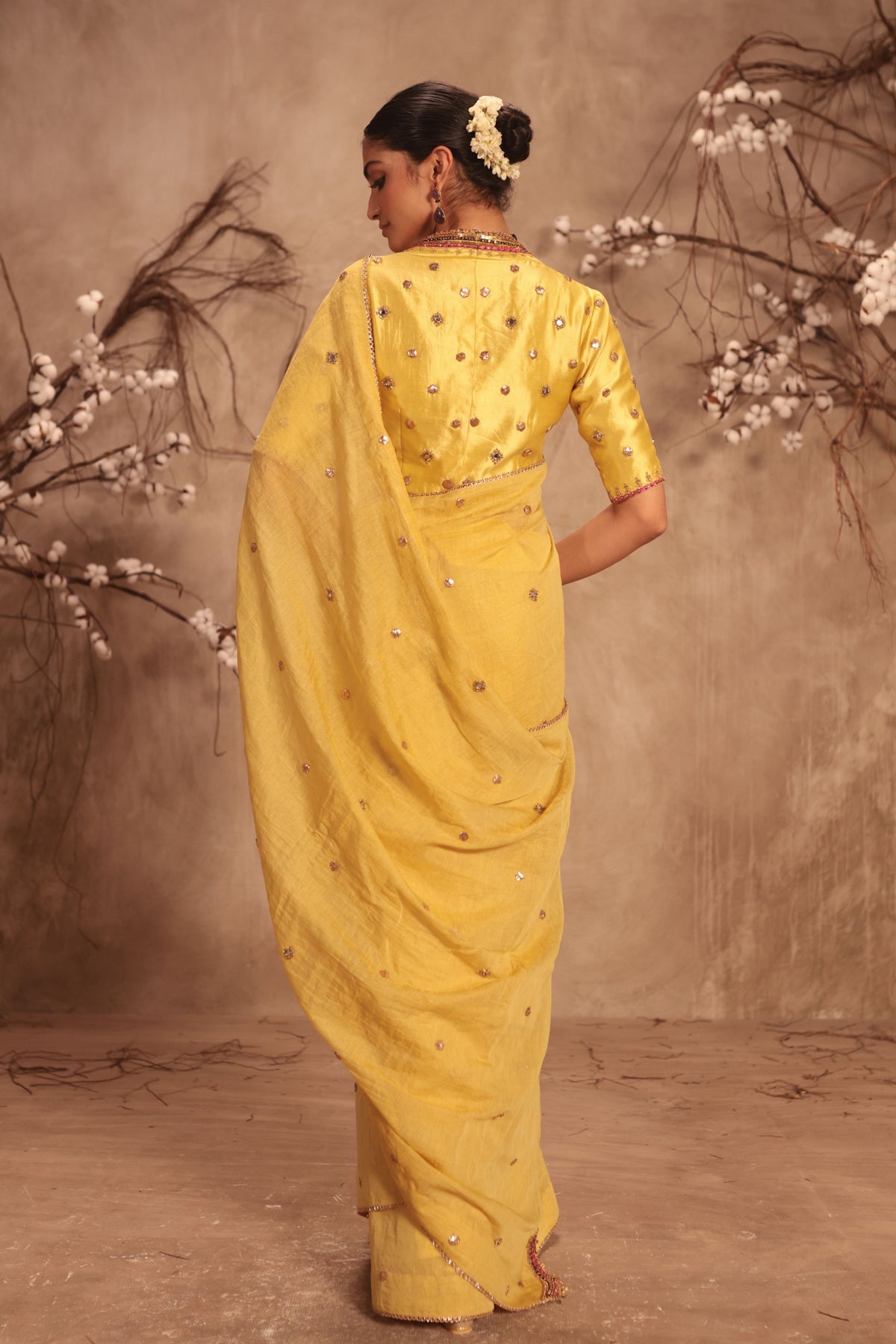 Yellow Scallop Saree Set