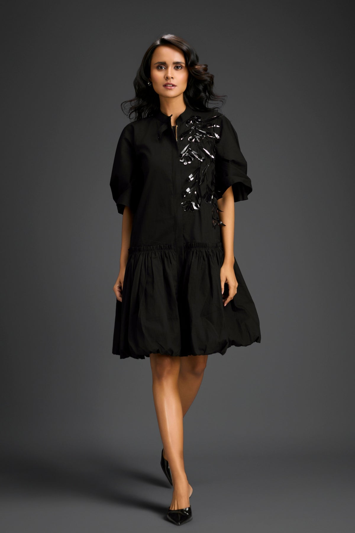 Black Bubble Hem Dress