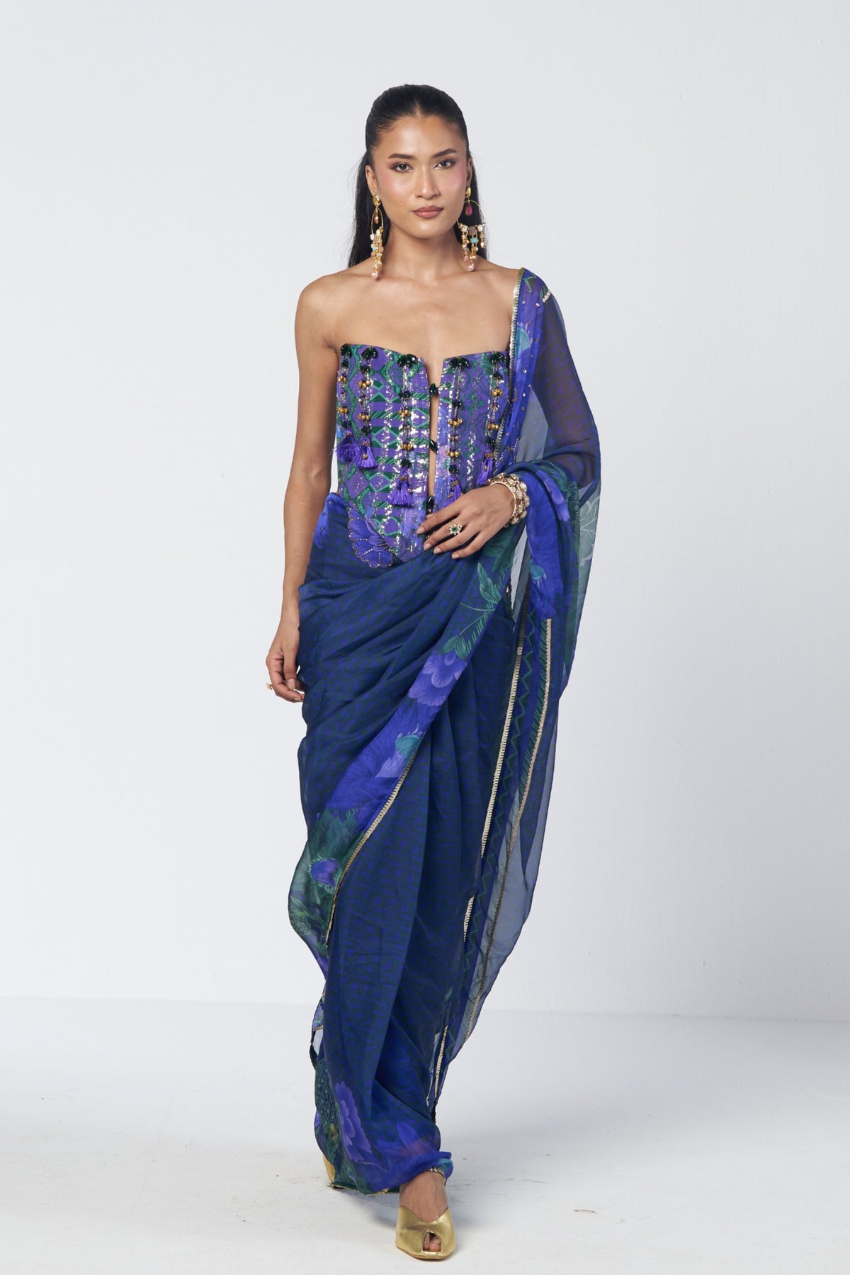 Rimsim Blue Saree Set