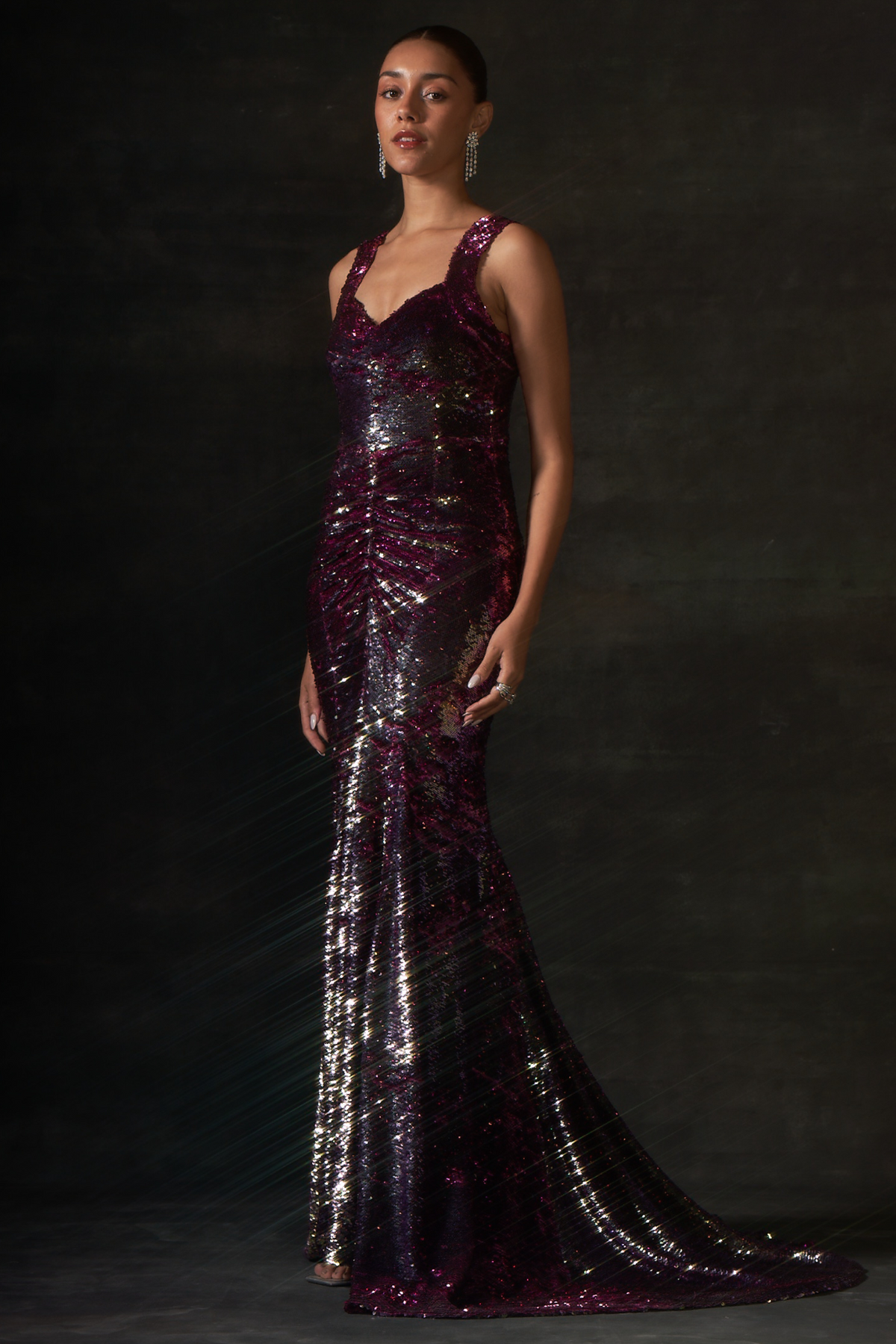 Pink and Gold Sequin Long Gown