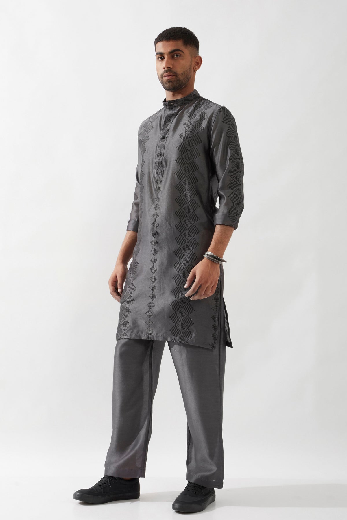 Zed Barbed Grey Kurta Set