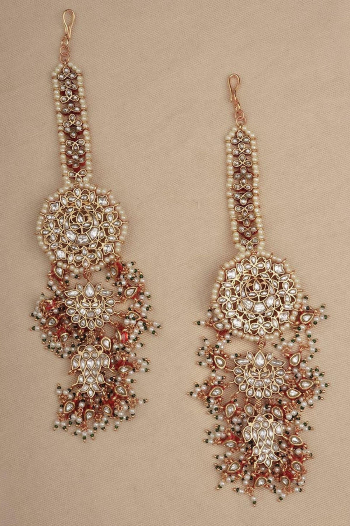 Green Color Gold Plated Earrings