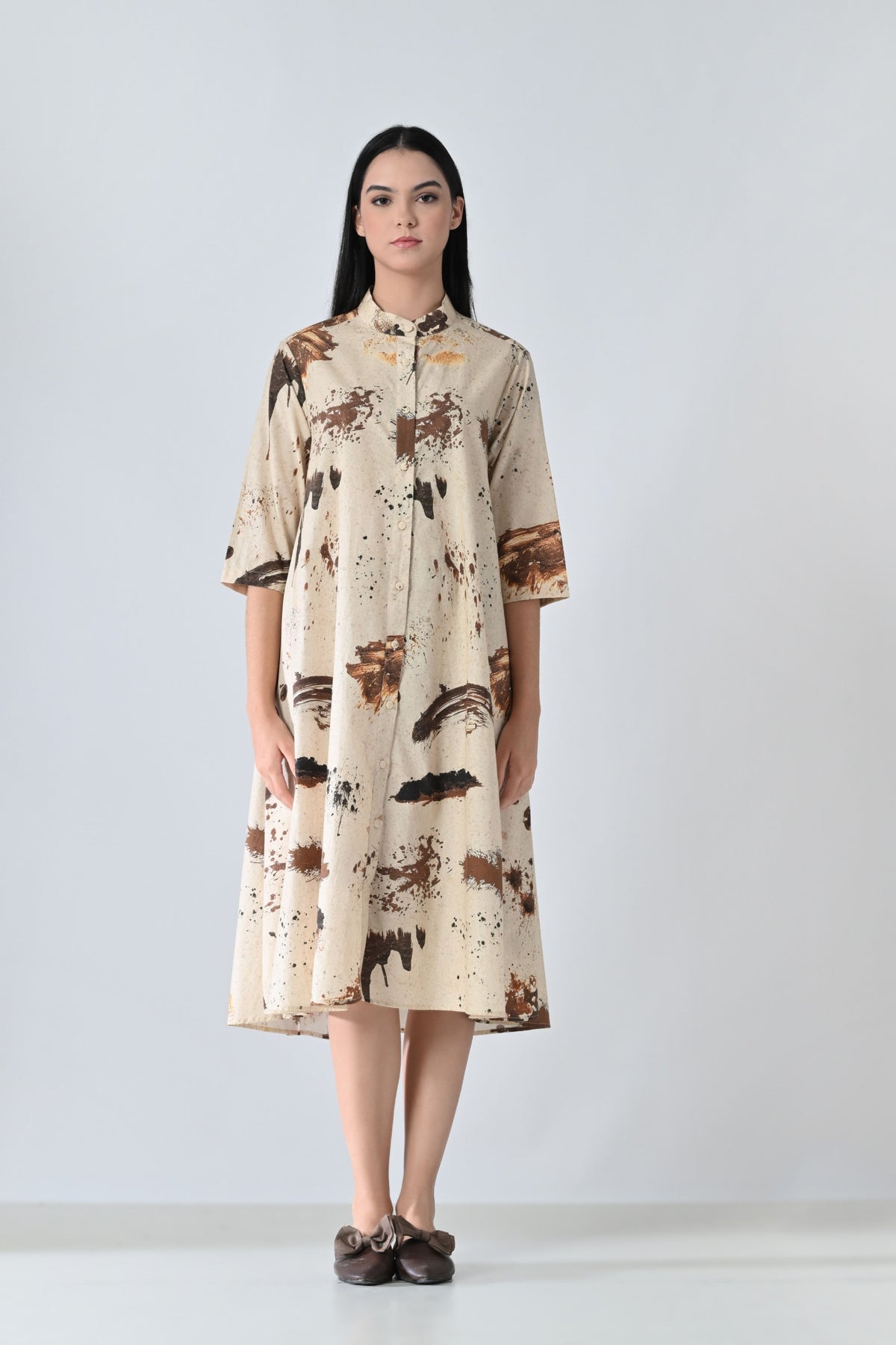 Sandstone Beige Printed Dress