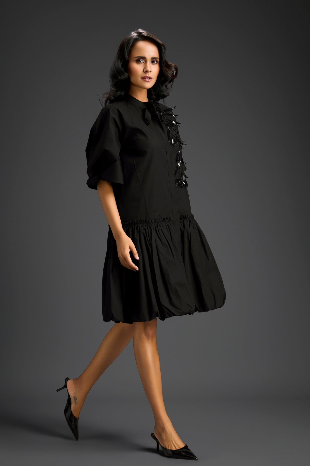 Black Bubble Hem Dress