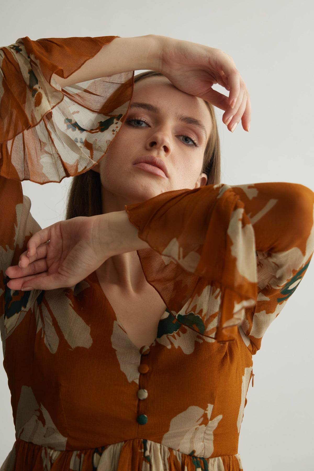 Beige Floral Dress