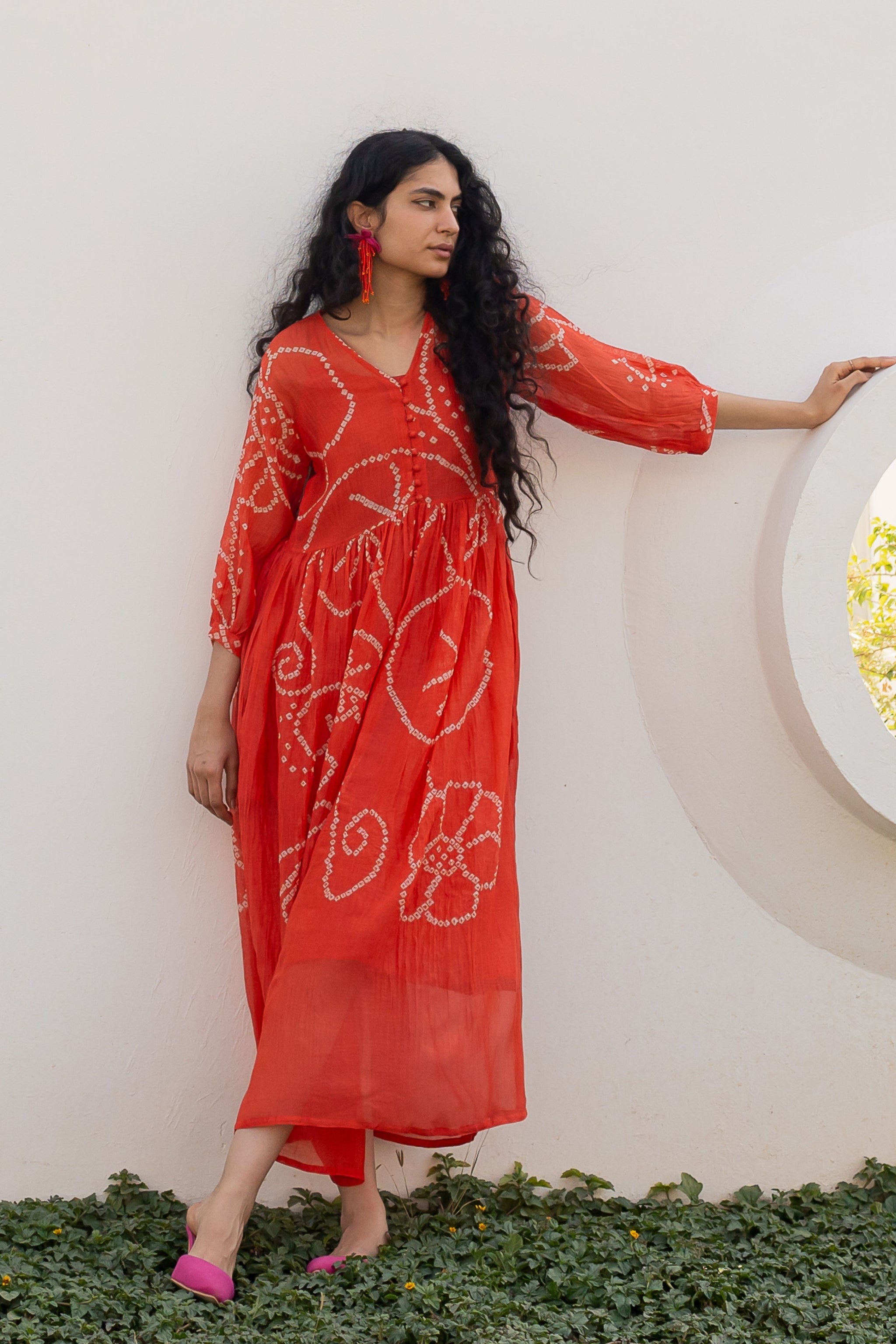 Fiery Orange Bandhani Dress S / Orange Fiery Orange Bandhani Dress S / Orange