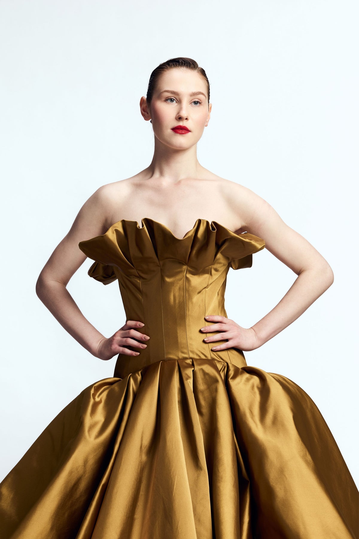 Bronze Strapless Balloon Gown