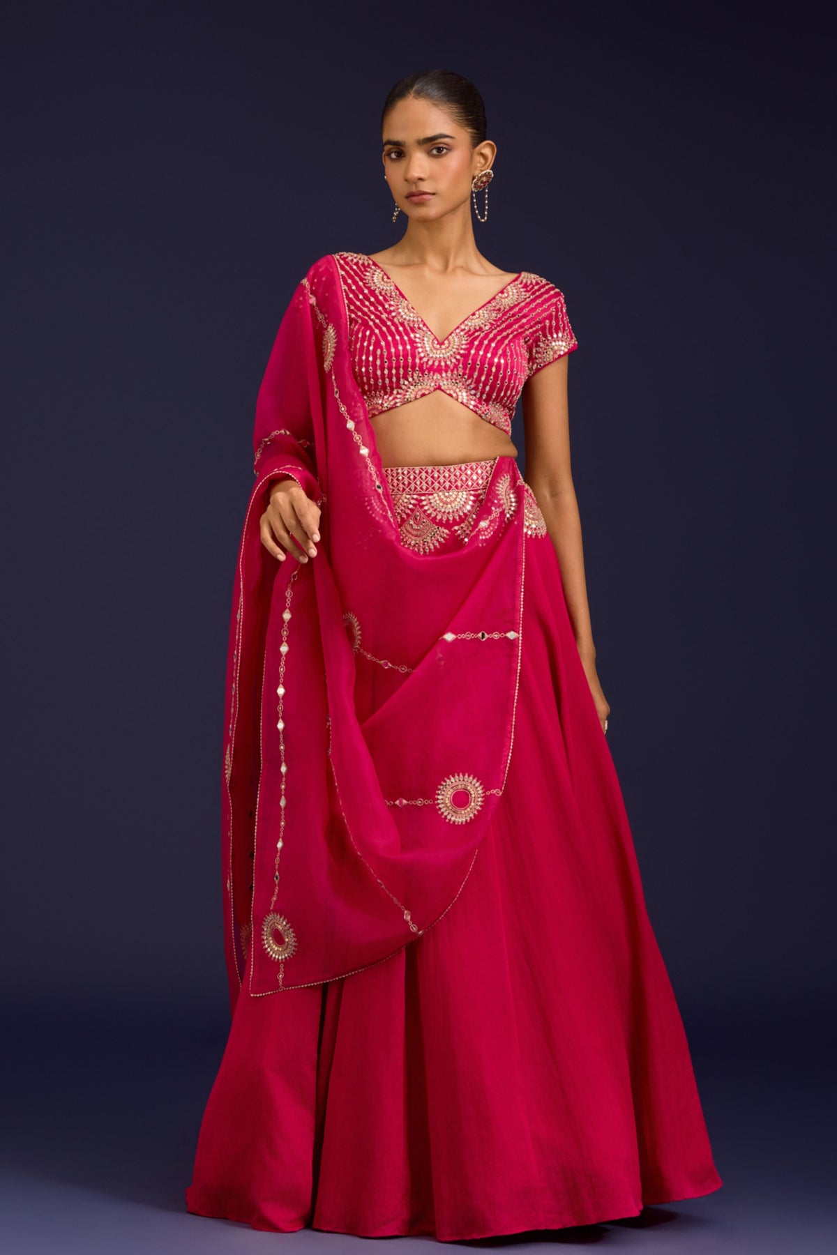 Fuchsia Embroidered Lehenga Set