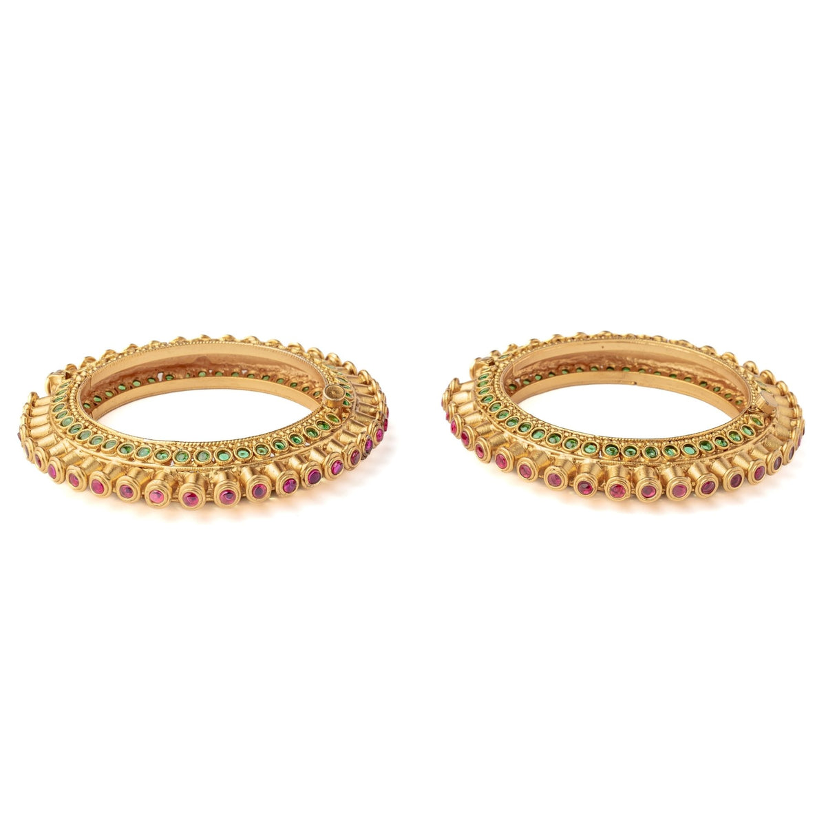 Gold Plated Pink Womens Kundan Bangles