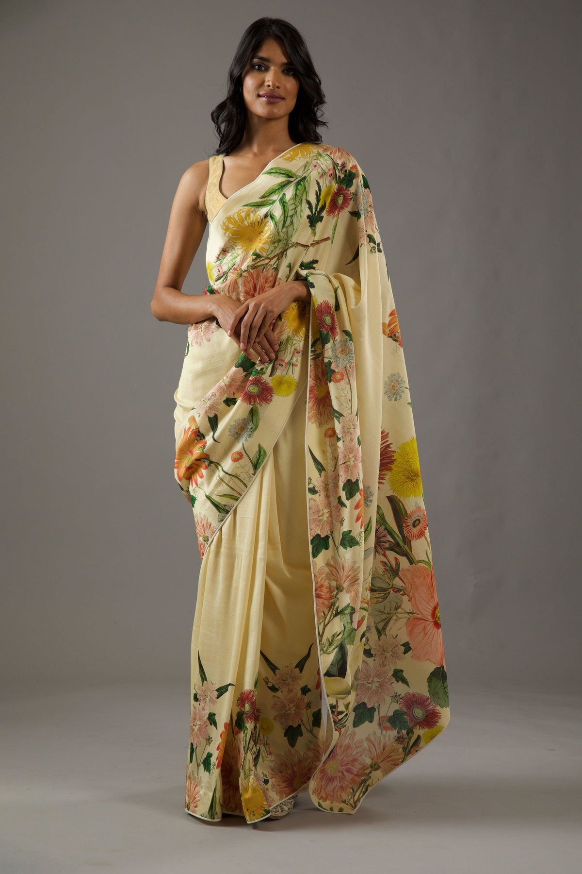Lemon Yellow Chanderi Saree
