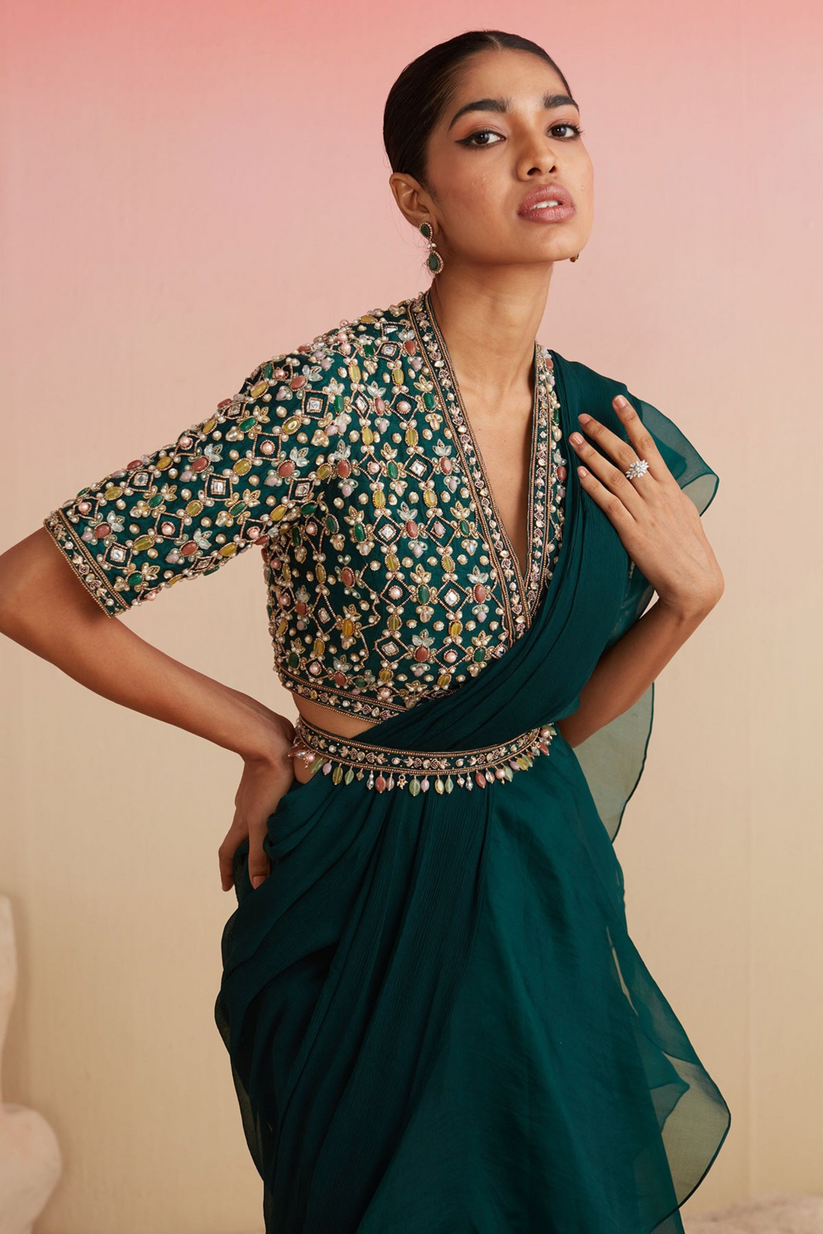 Afra Draped Ruffle Saree