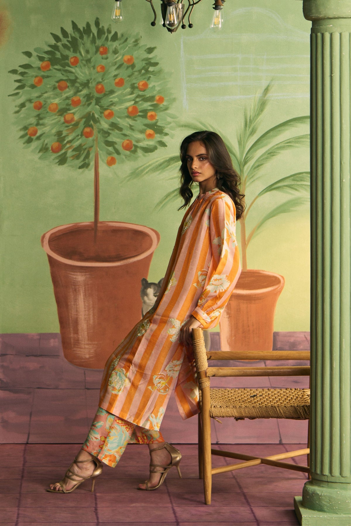 Peach Citrus Rhythm Kurta Set