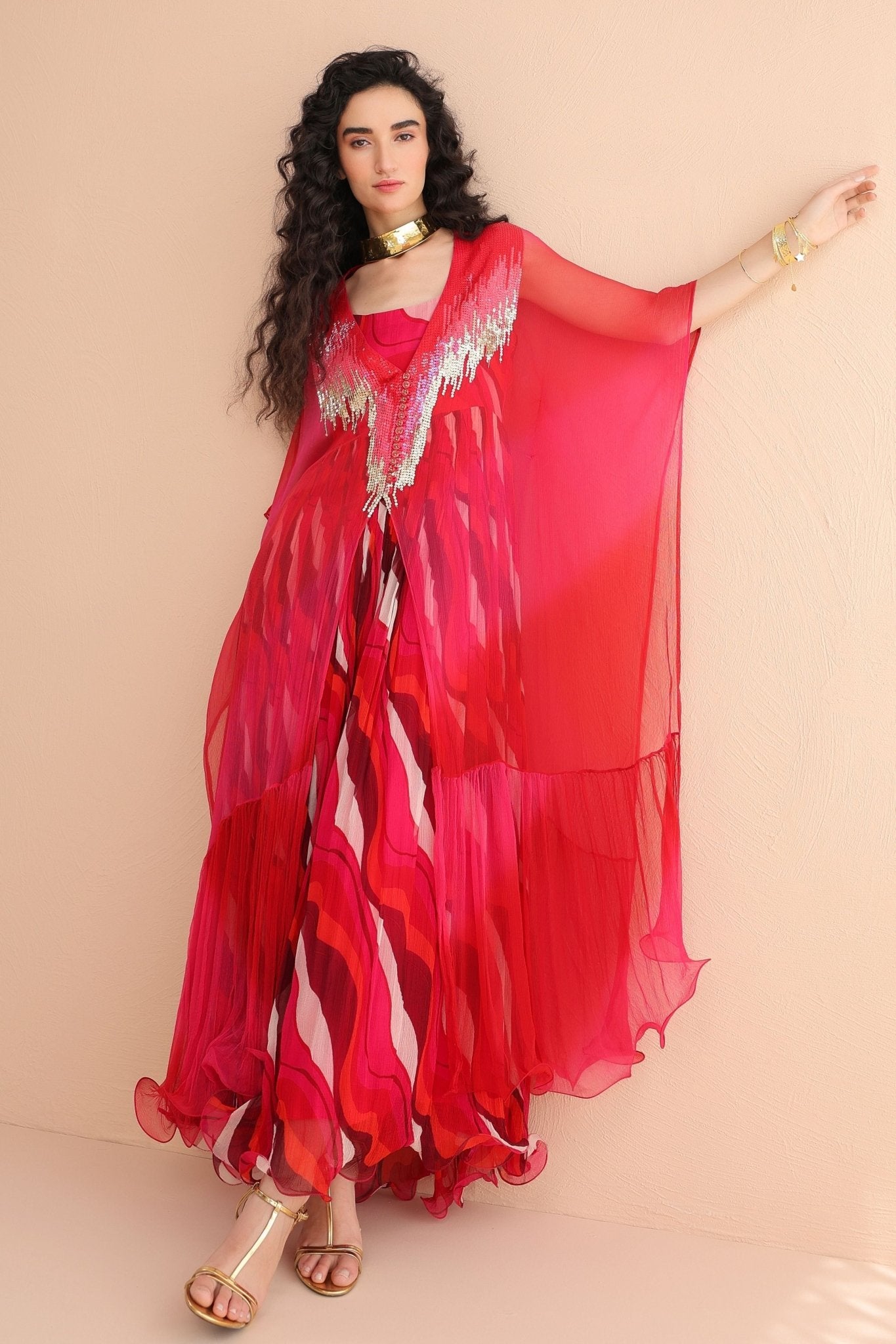 Rose Bling Kaftan Set - Pallavi Jaipur - Elahe