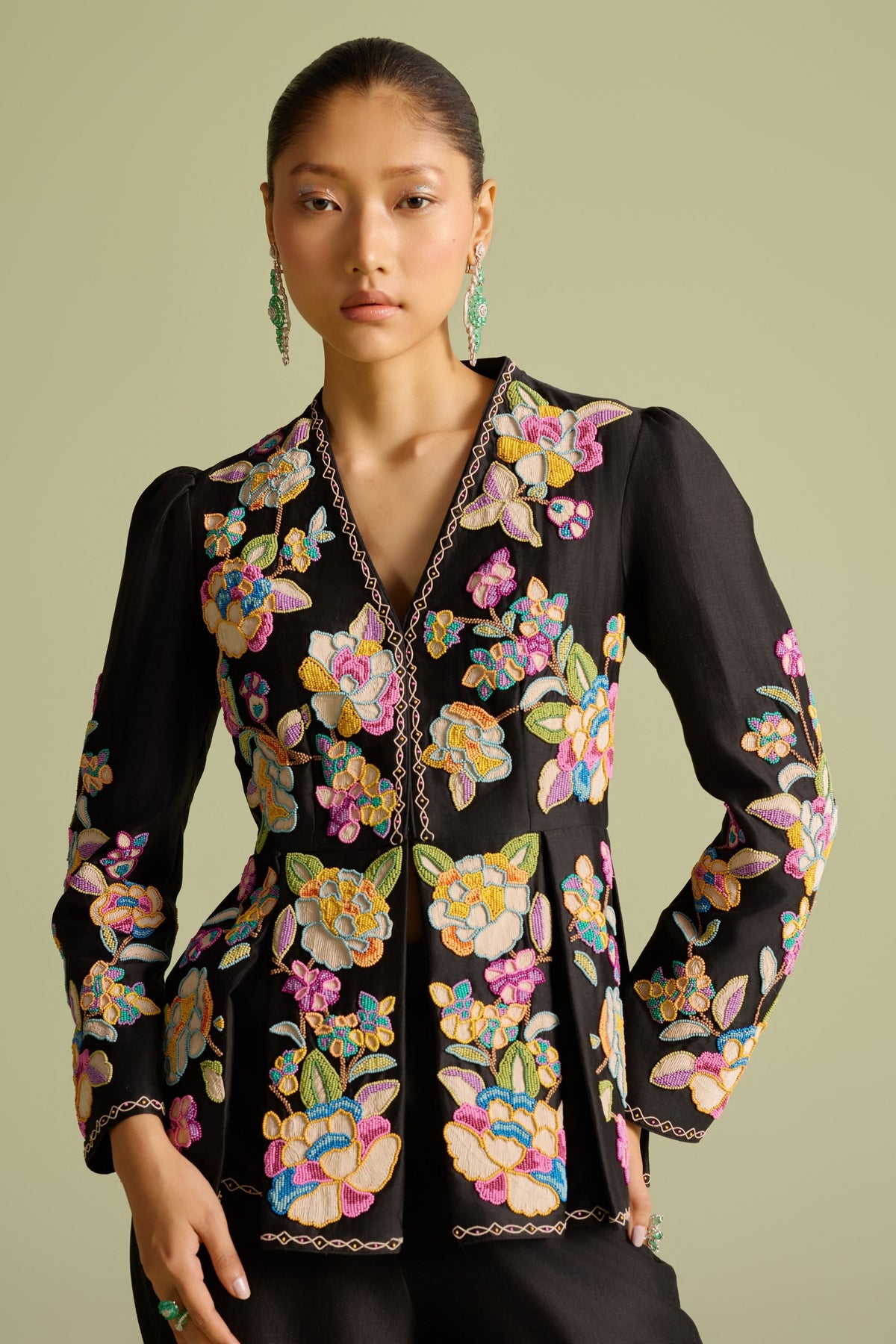 Cordwork Pleated Peplum Jacket