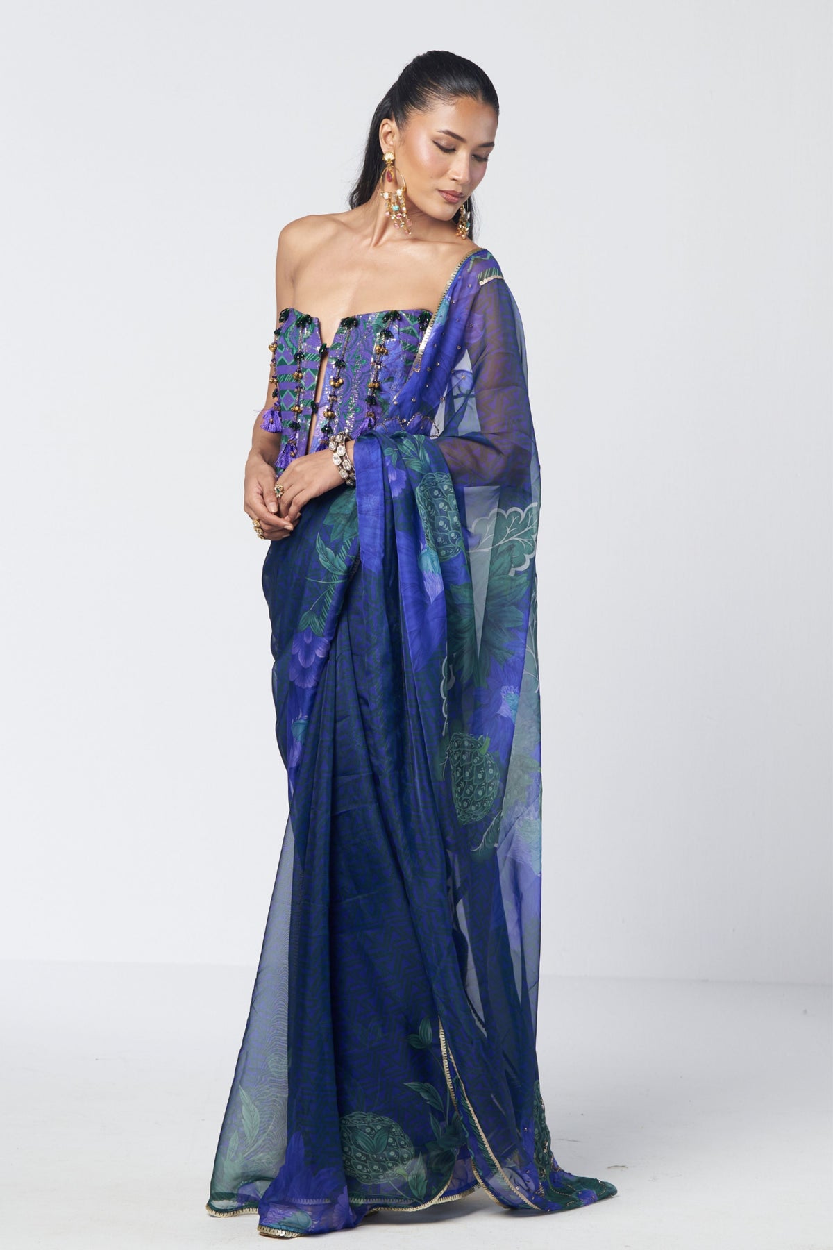 Rimsim Blue Saree Set