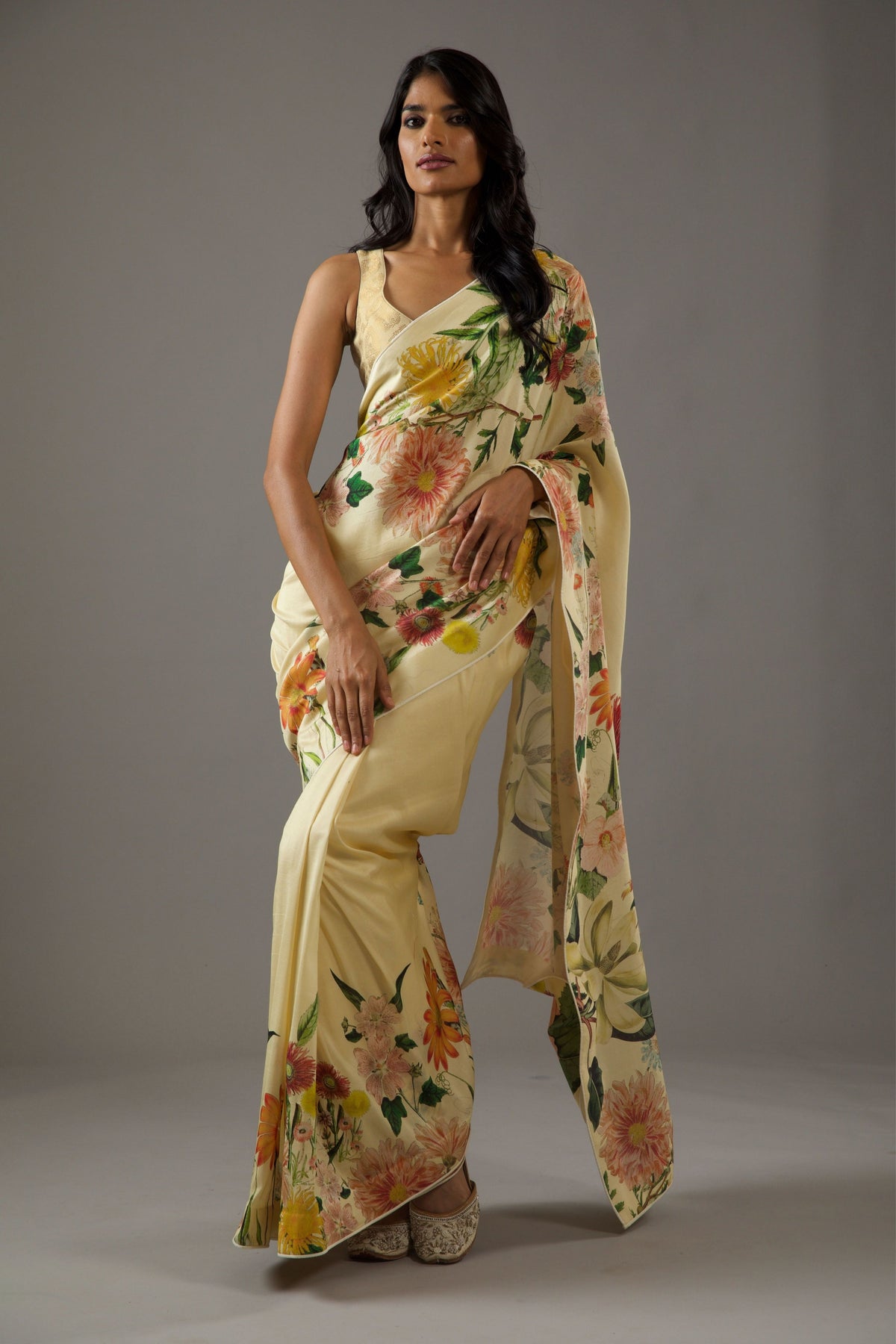 Lemon Yellow Chanderi Saree