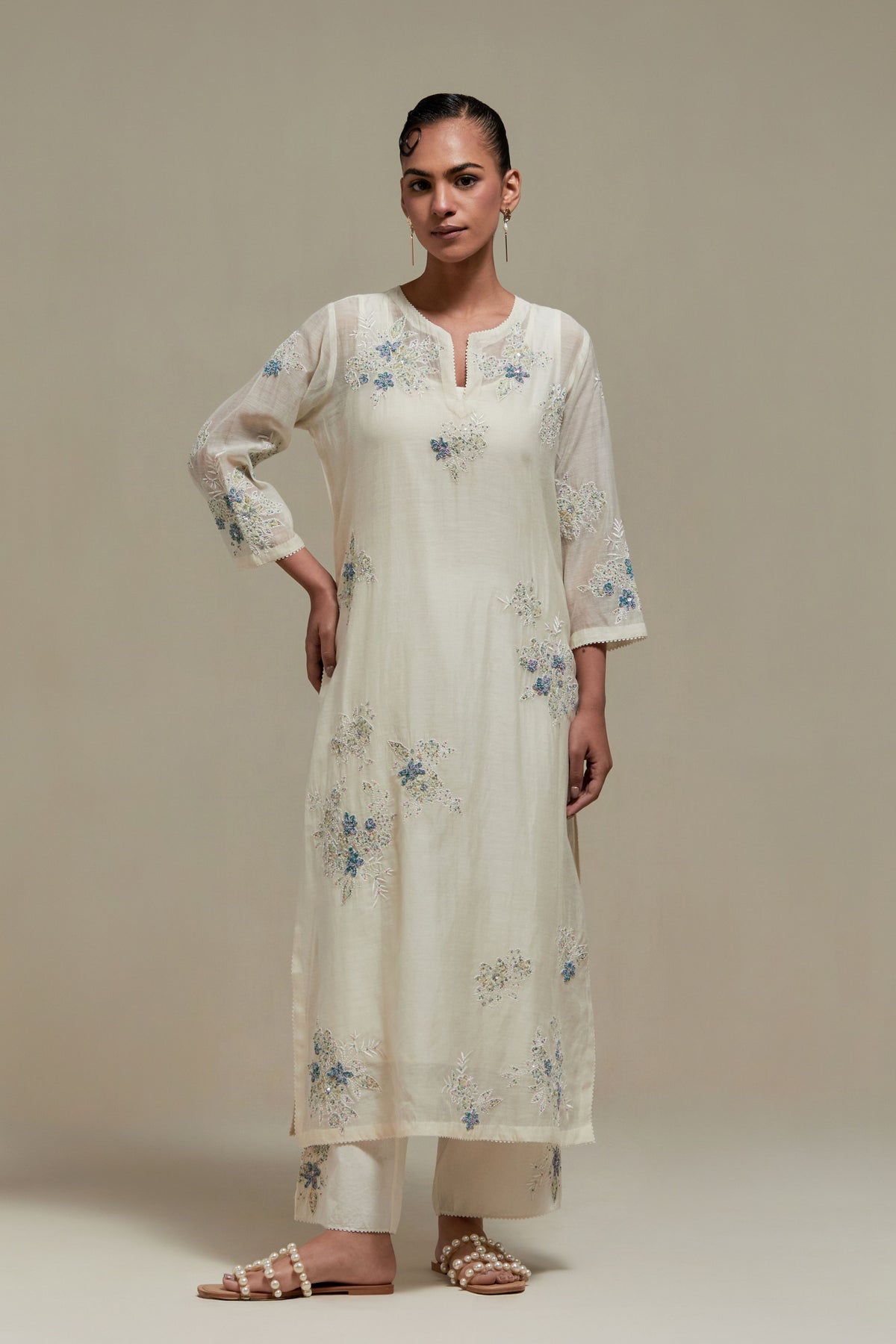 Blue Floral Kurta Set