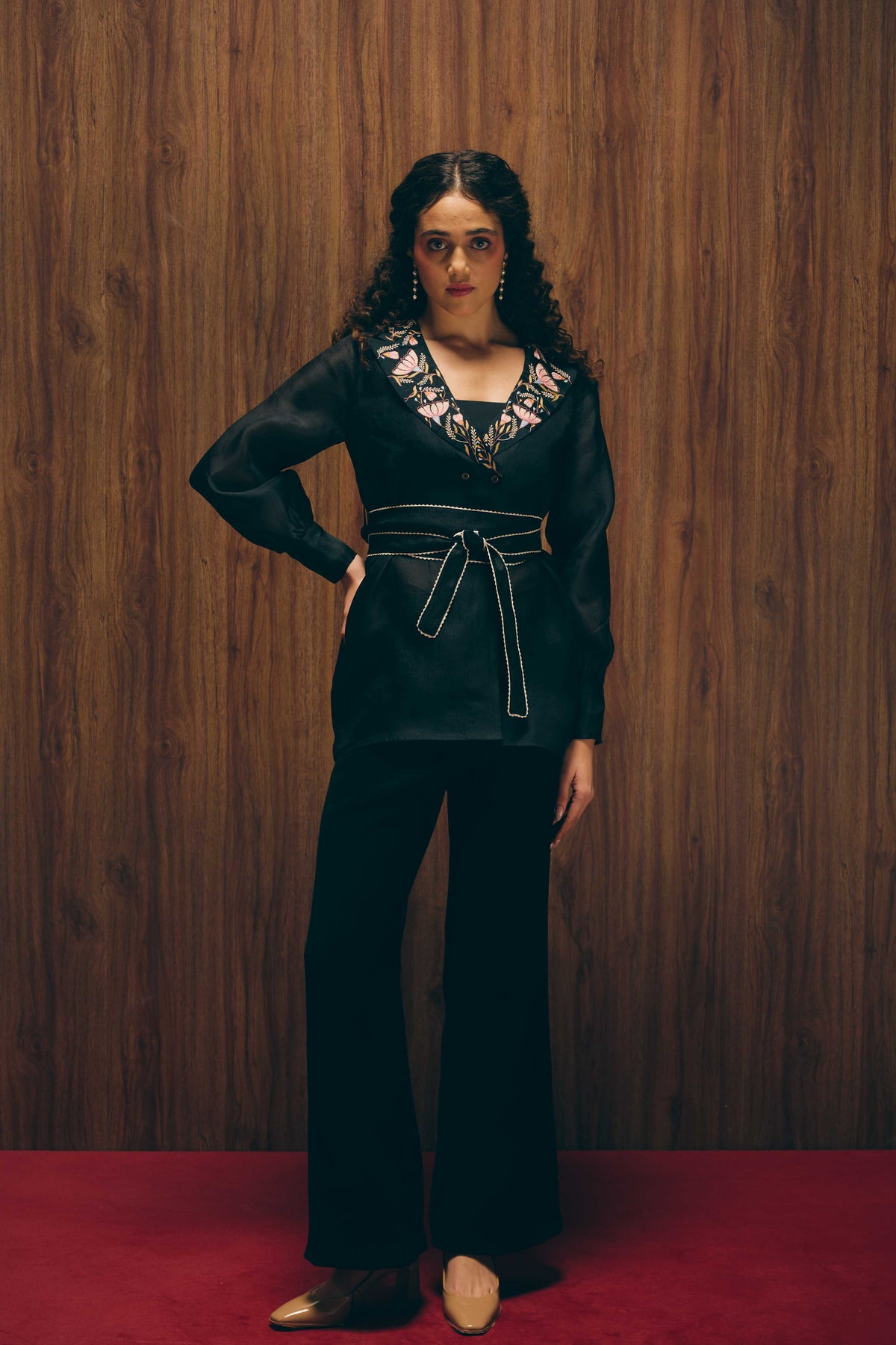 Midnight Bloom Blazer Set