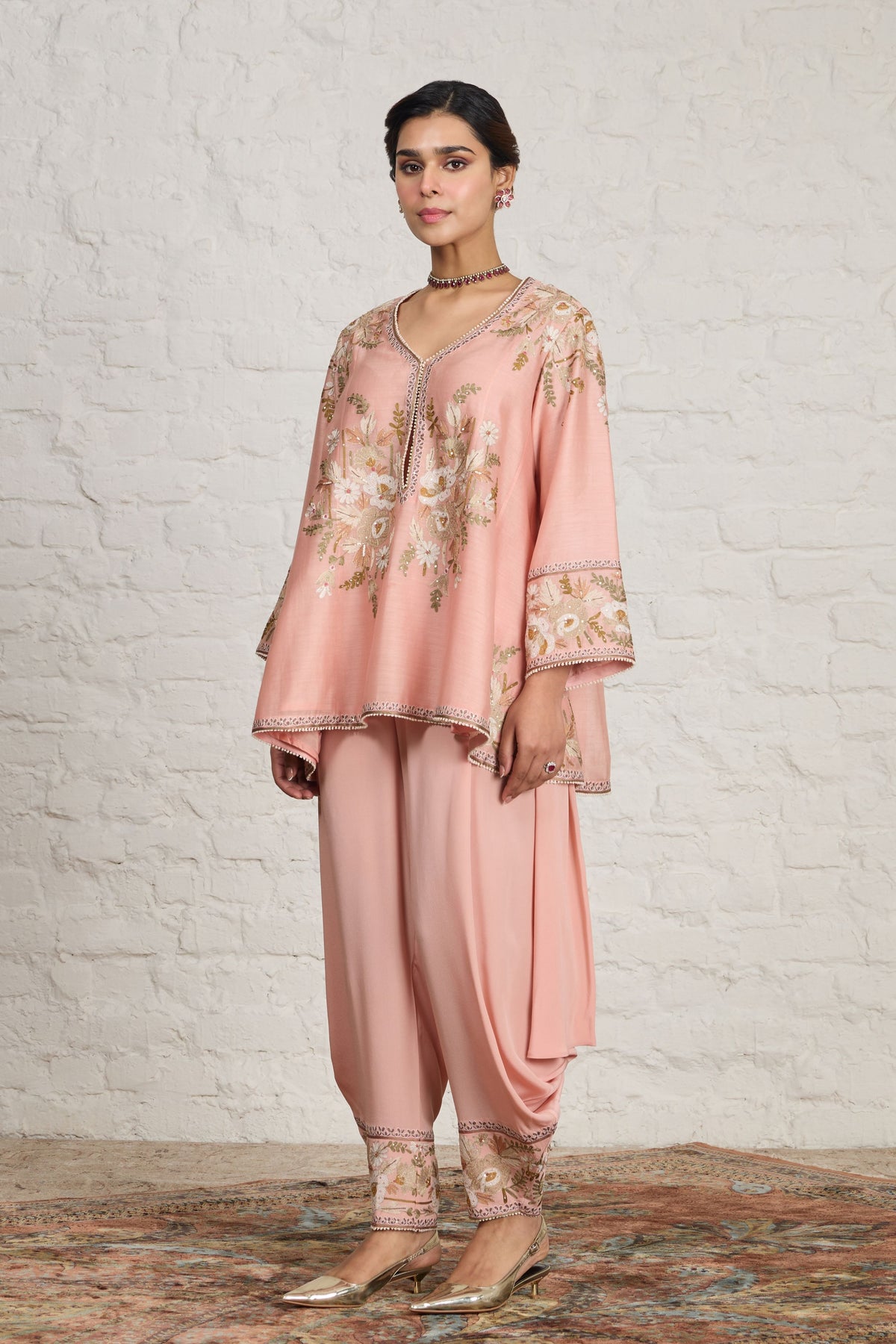 Peach Pink Short Kurta Set