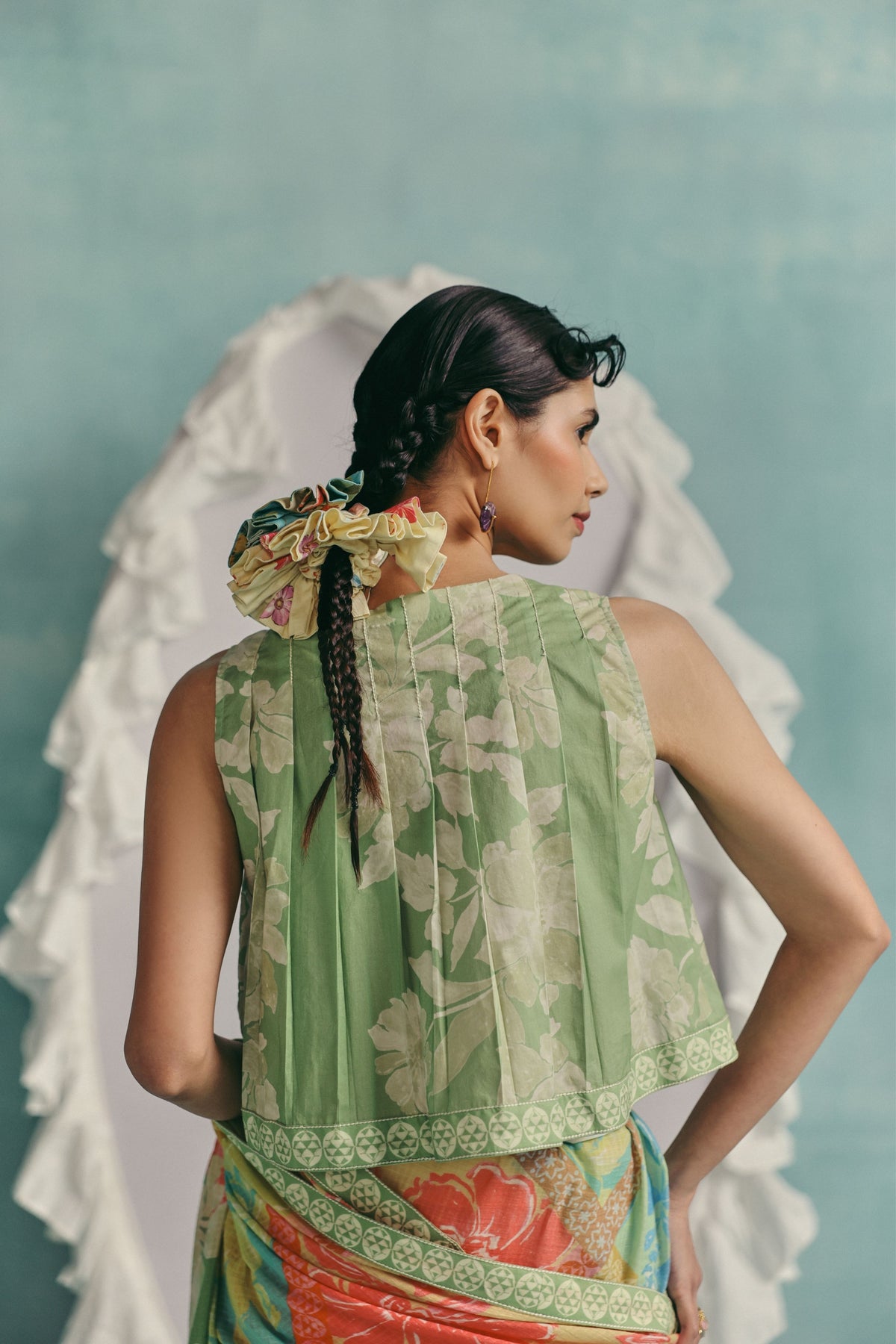 Mint Patchwork Sleeveless Blouse