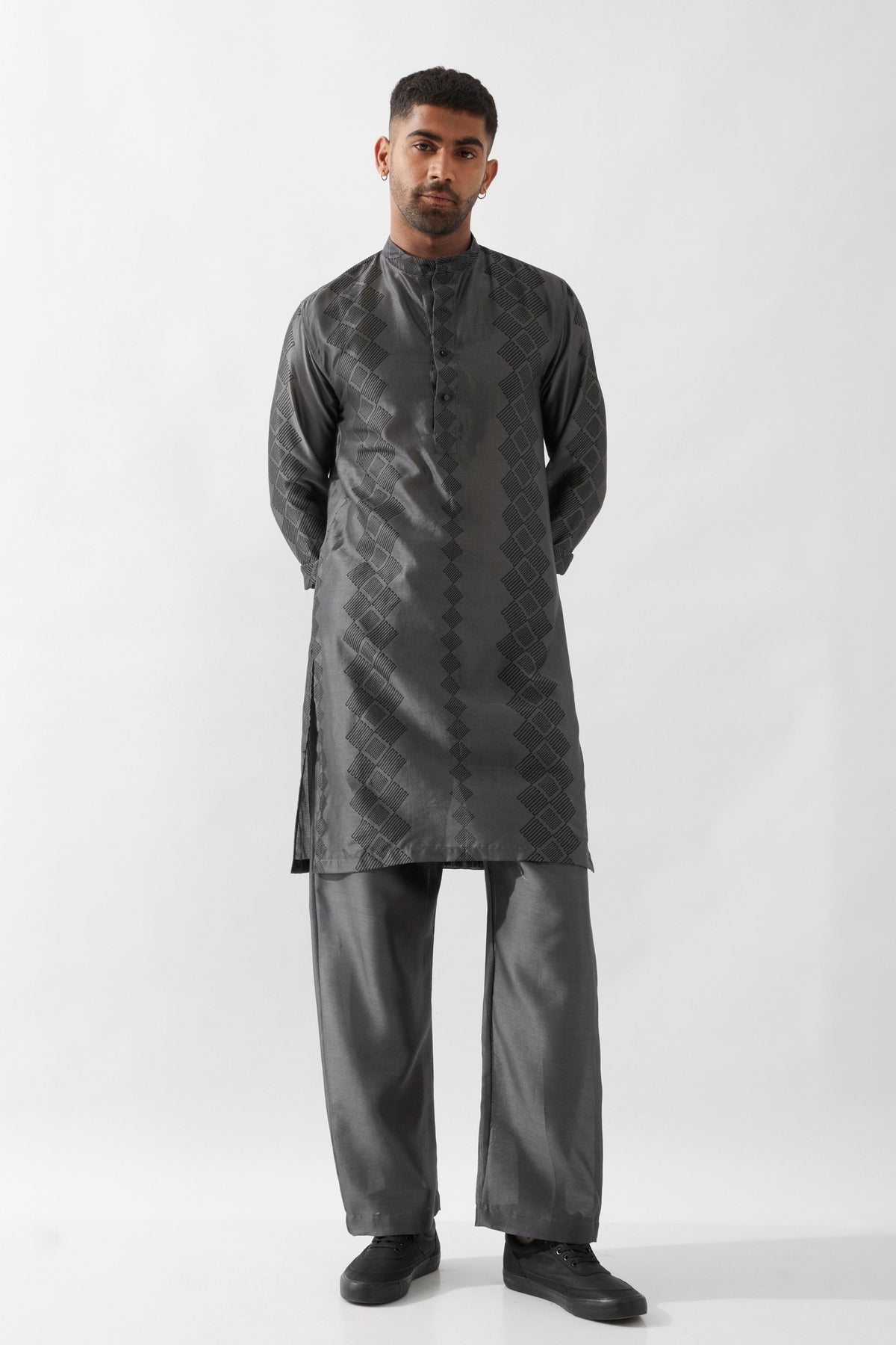 Zed Barbed Grey Kurta Set