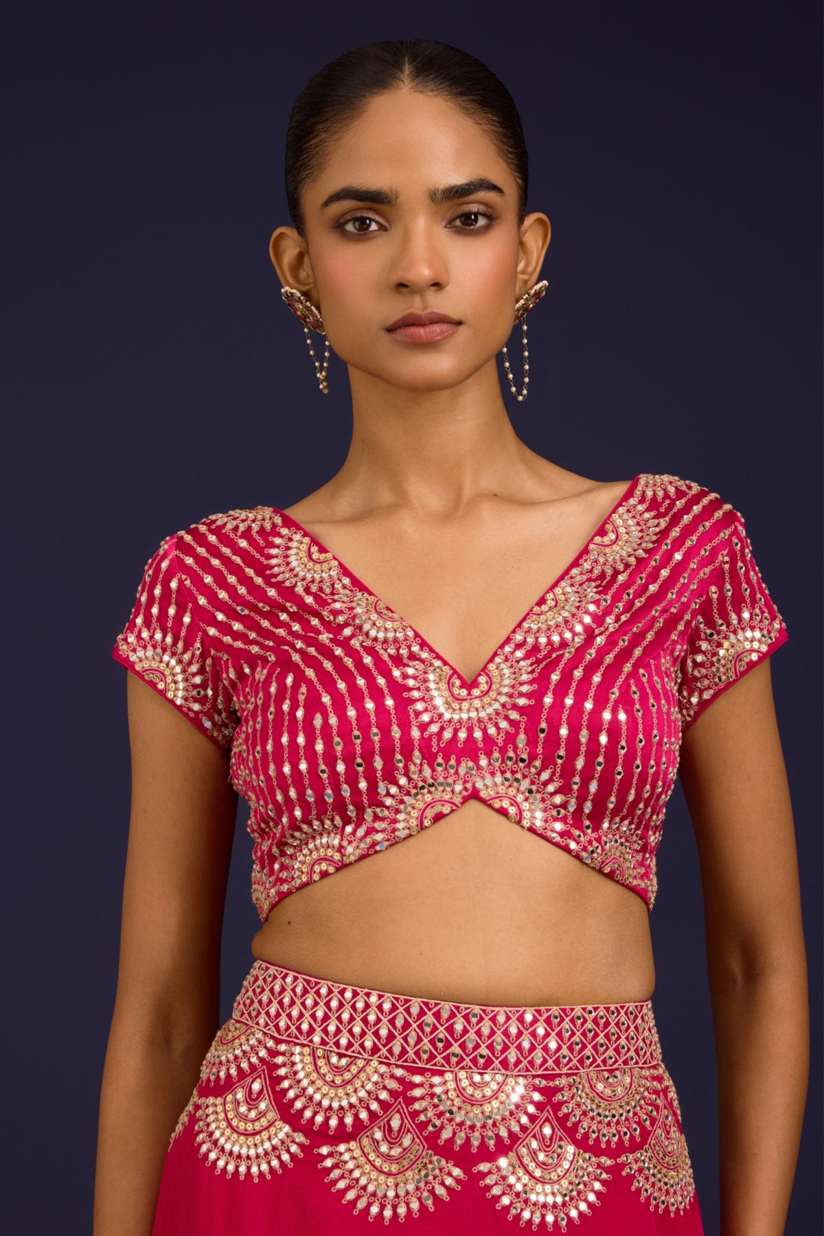 Fuchsia Embroidered Lehenga Set