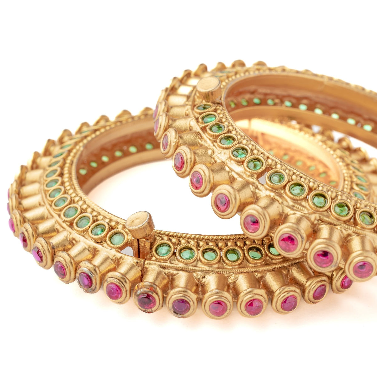 Gold Plated Pink Womens Kundan Bangles