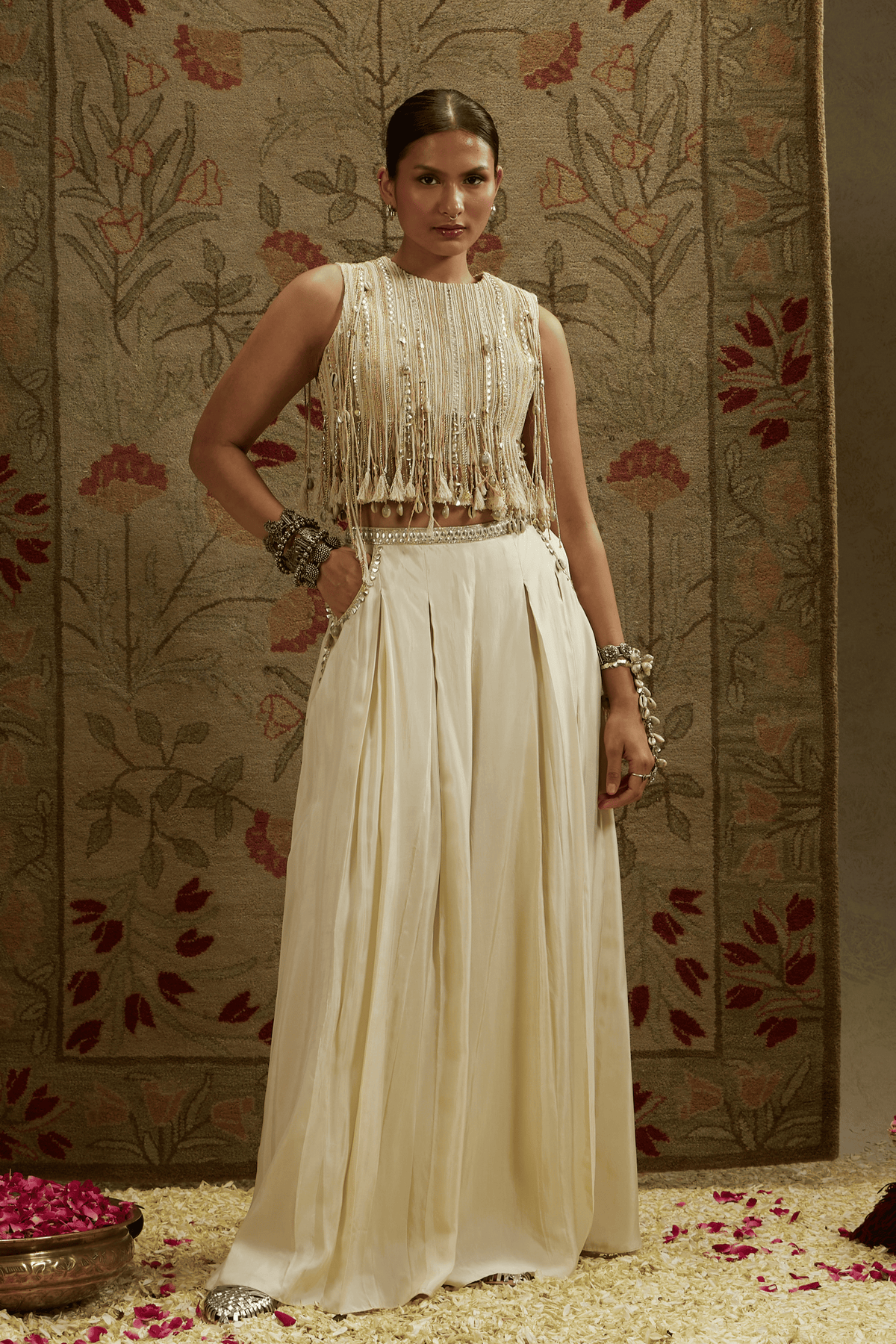 Croptop Paired With Pleated Pants