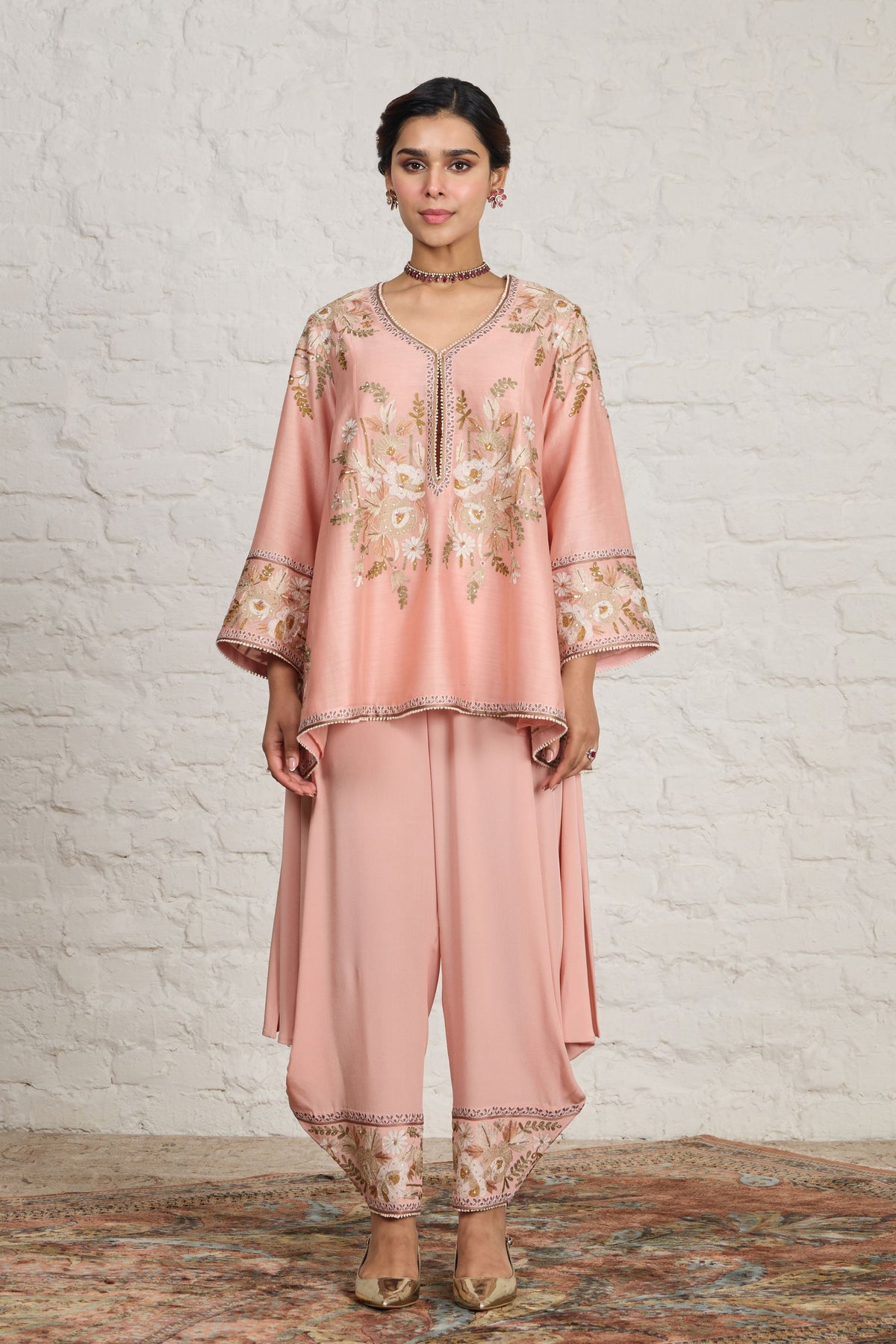 Peach Pink Short Kurta Set
