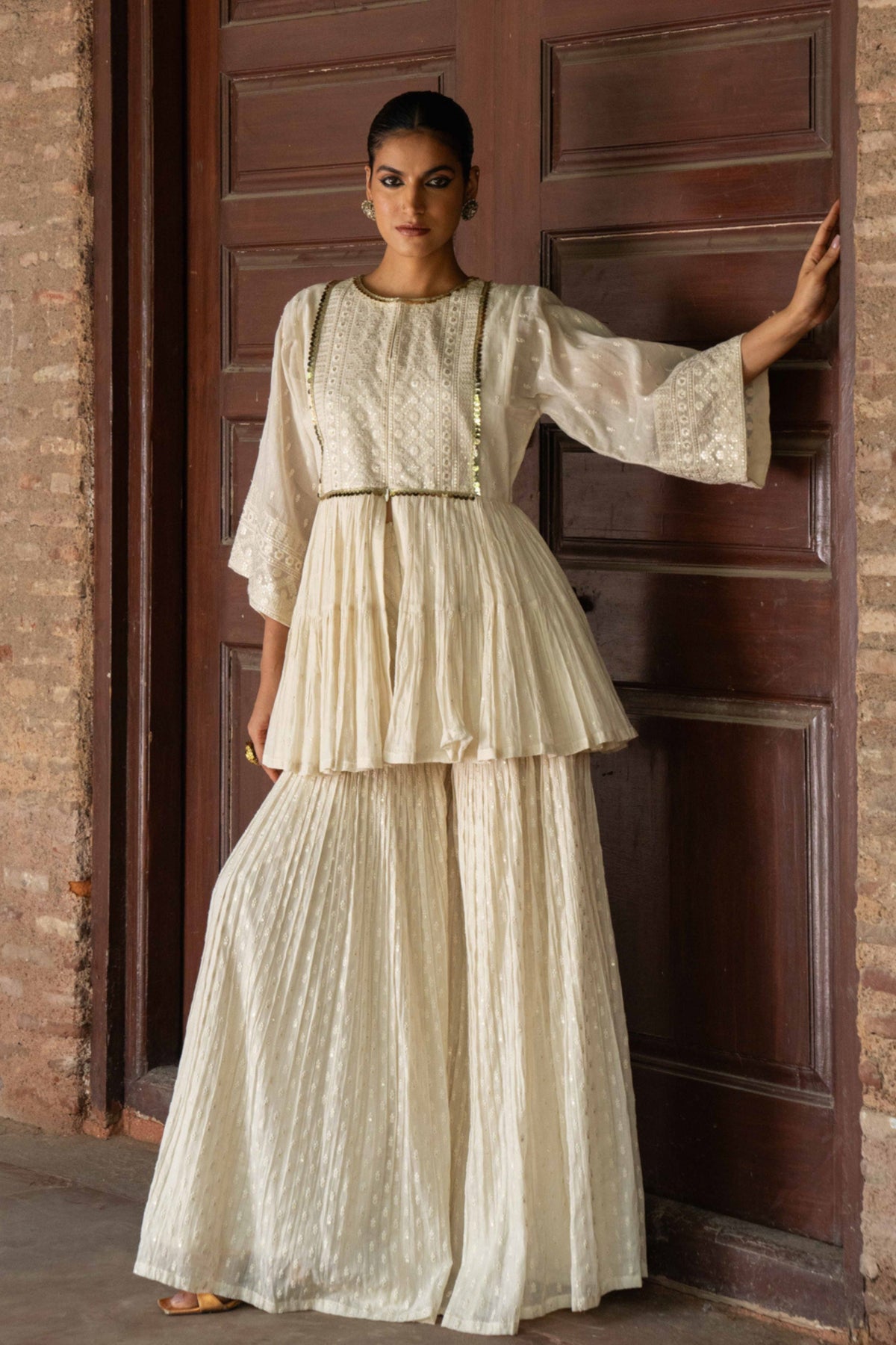 Off White Carpet Sharara Set