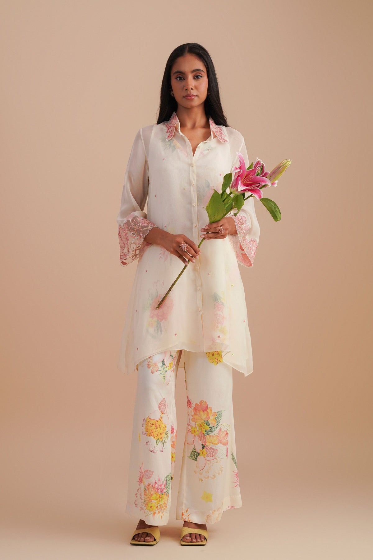 Ecru Organza Co-ord Set