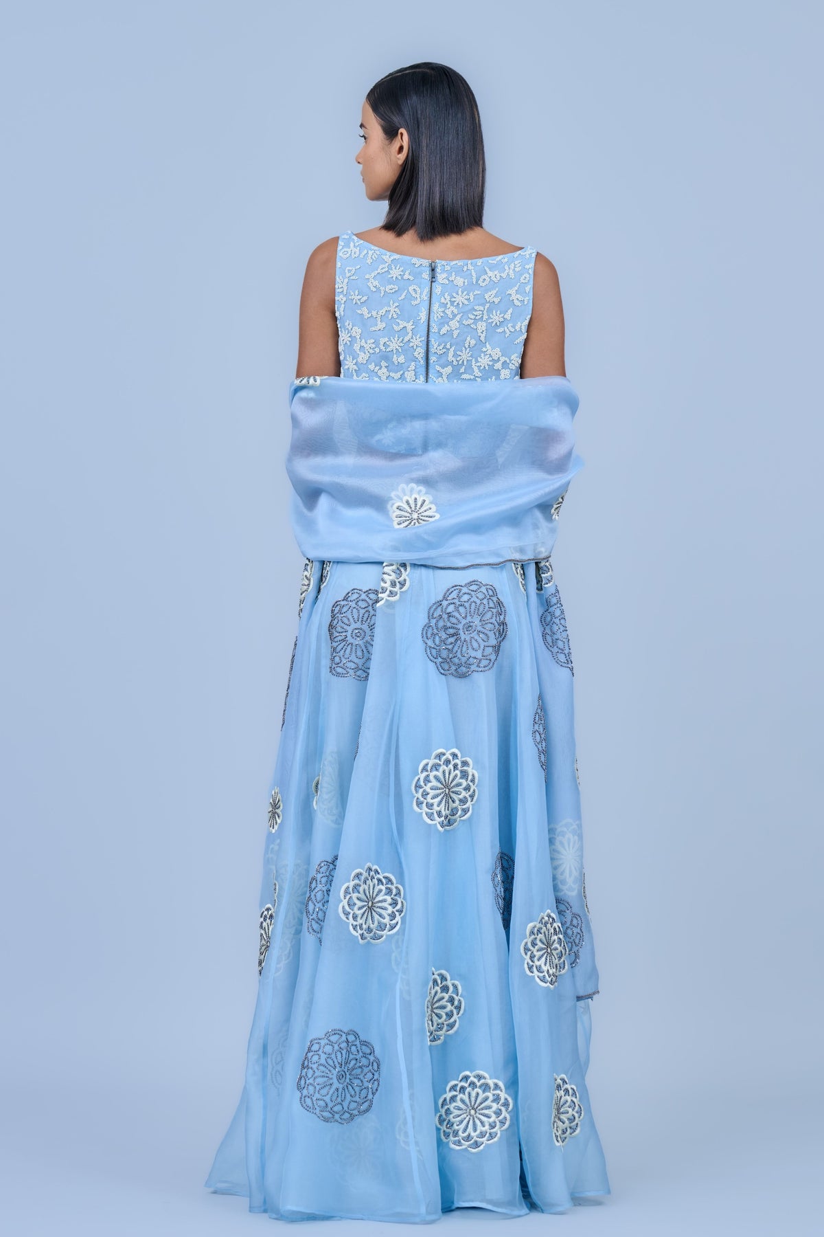 Ice Blue Silk Organza Blouse