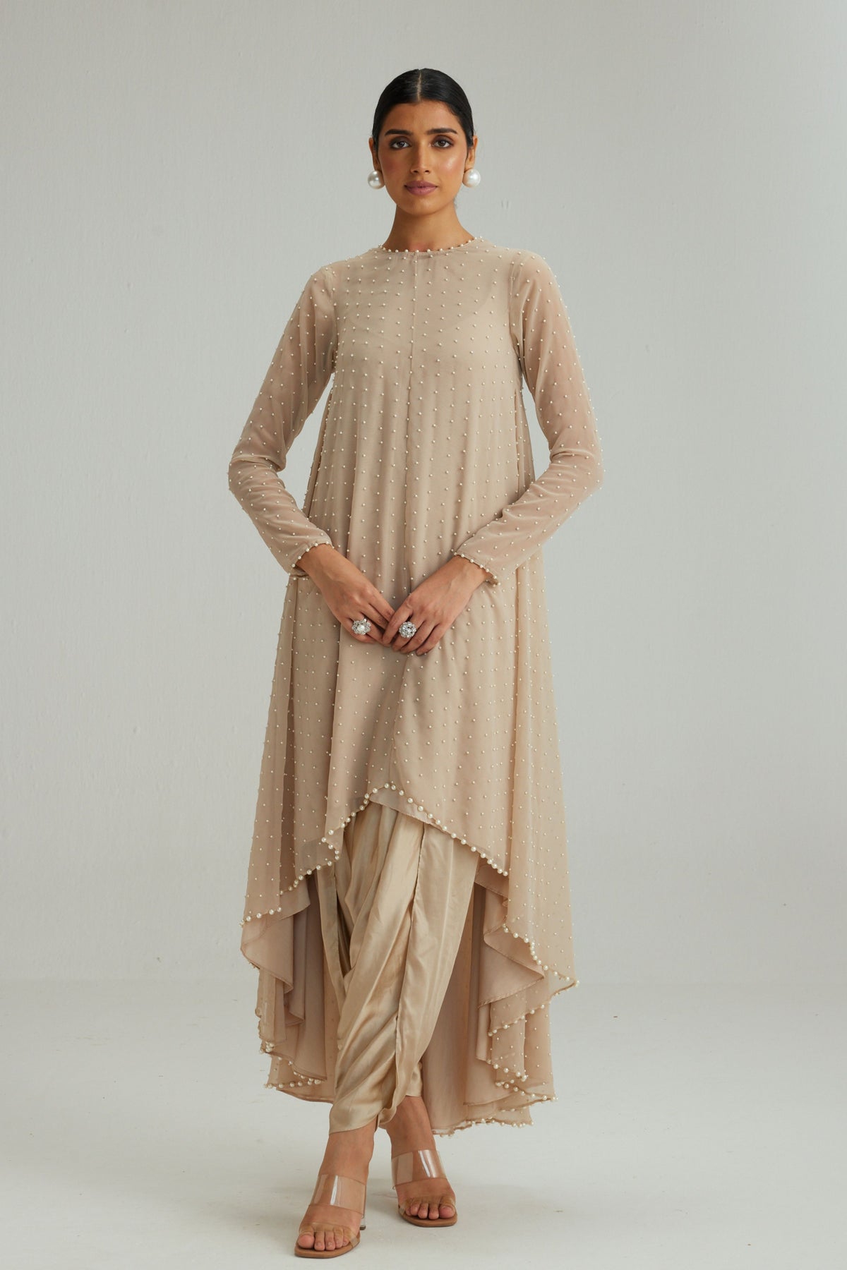 Light Beige Pearl Kurta Set
